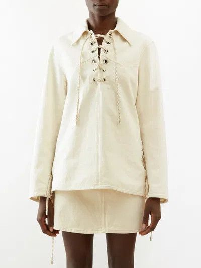 Chloe o1y0825 Denim Shirt in Ivory Size M / US 6-8 / IT 42-44 - 1 Thumbnail