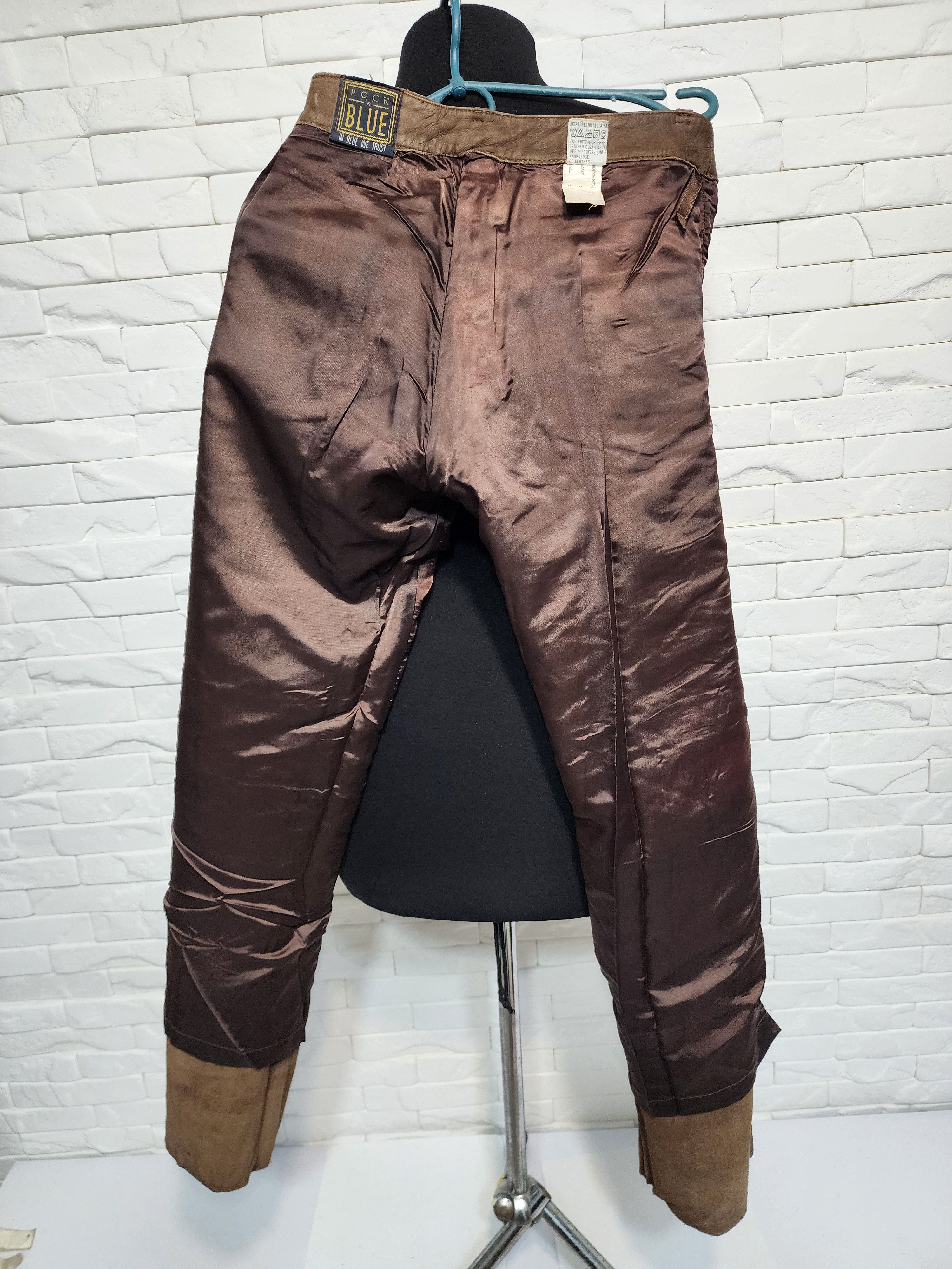 Genuine Leather Brown Nubuck Leather Pants - Denim Cut Size US 31 - 9 Thumbnail