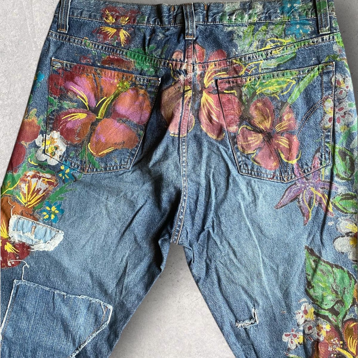 Dolce & Gabbana D&G painted floral and applique patchwork Size US 33 - 5 Thumbnail
