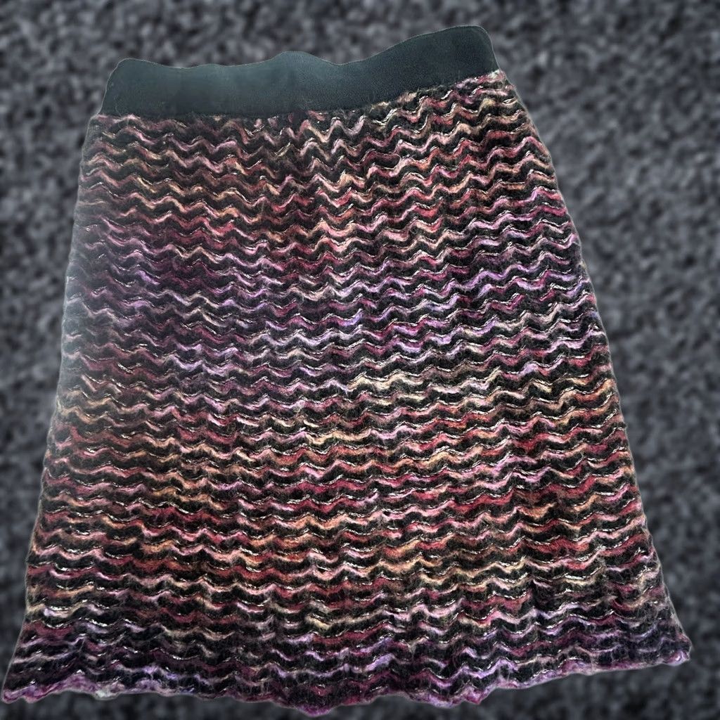Anthropologie Knitted & Knotted Anthropologie Violet Vibrations Skirt, Size 4, Lined, A-Line, Short, Bohemian, Purple/Black, Wool Knit Size S / US 4 / IT 40 - 1 Thumbnail