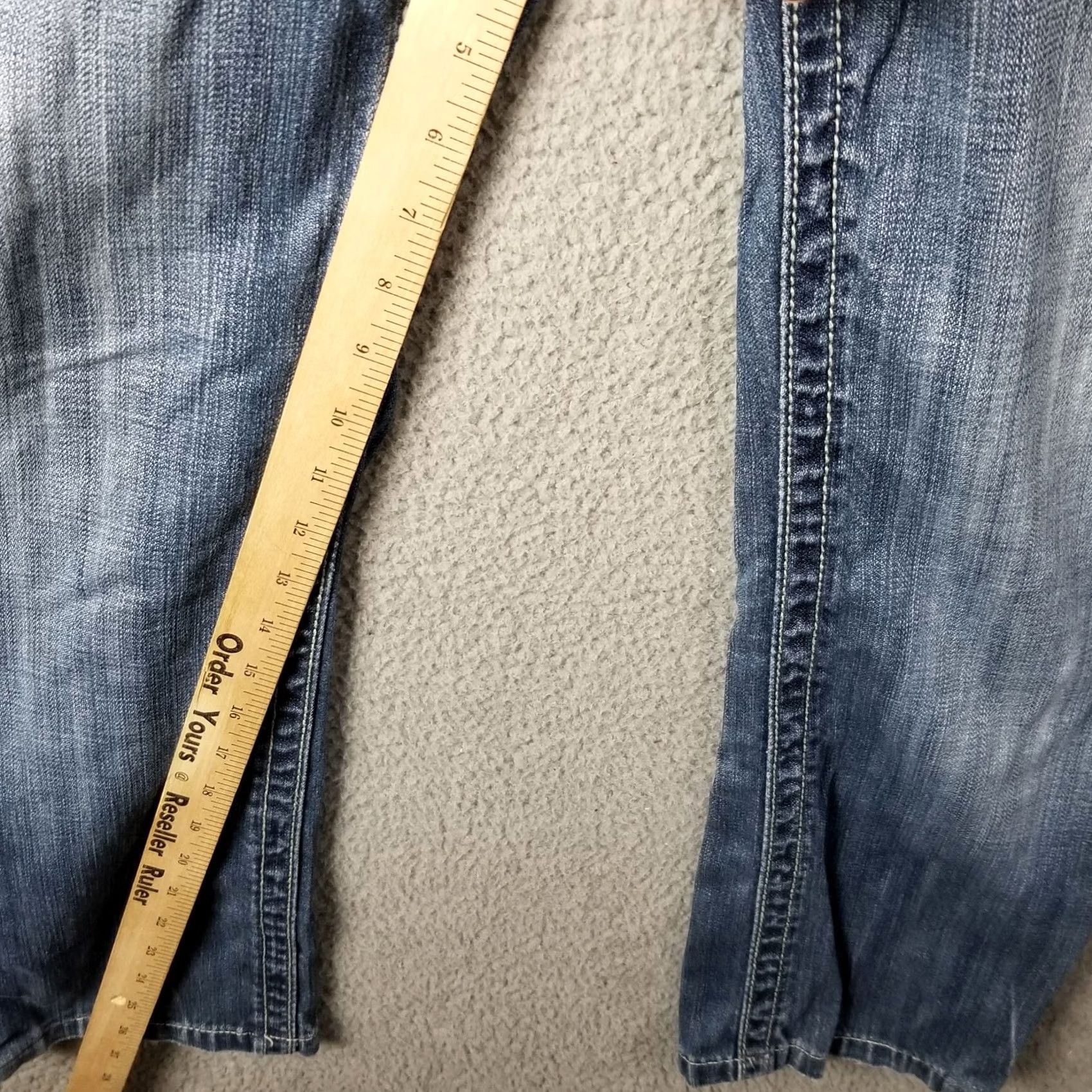 Vintage MEK Jeans Seattle 30X34 Flare Leg Wide Leg Button Fly Distressed Whiskers Flap Jeans Womens 30 Blue Denim Distressed Wide-Leg Flare Size 30" / US 8 / IT 44 - 7 Thumbnail