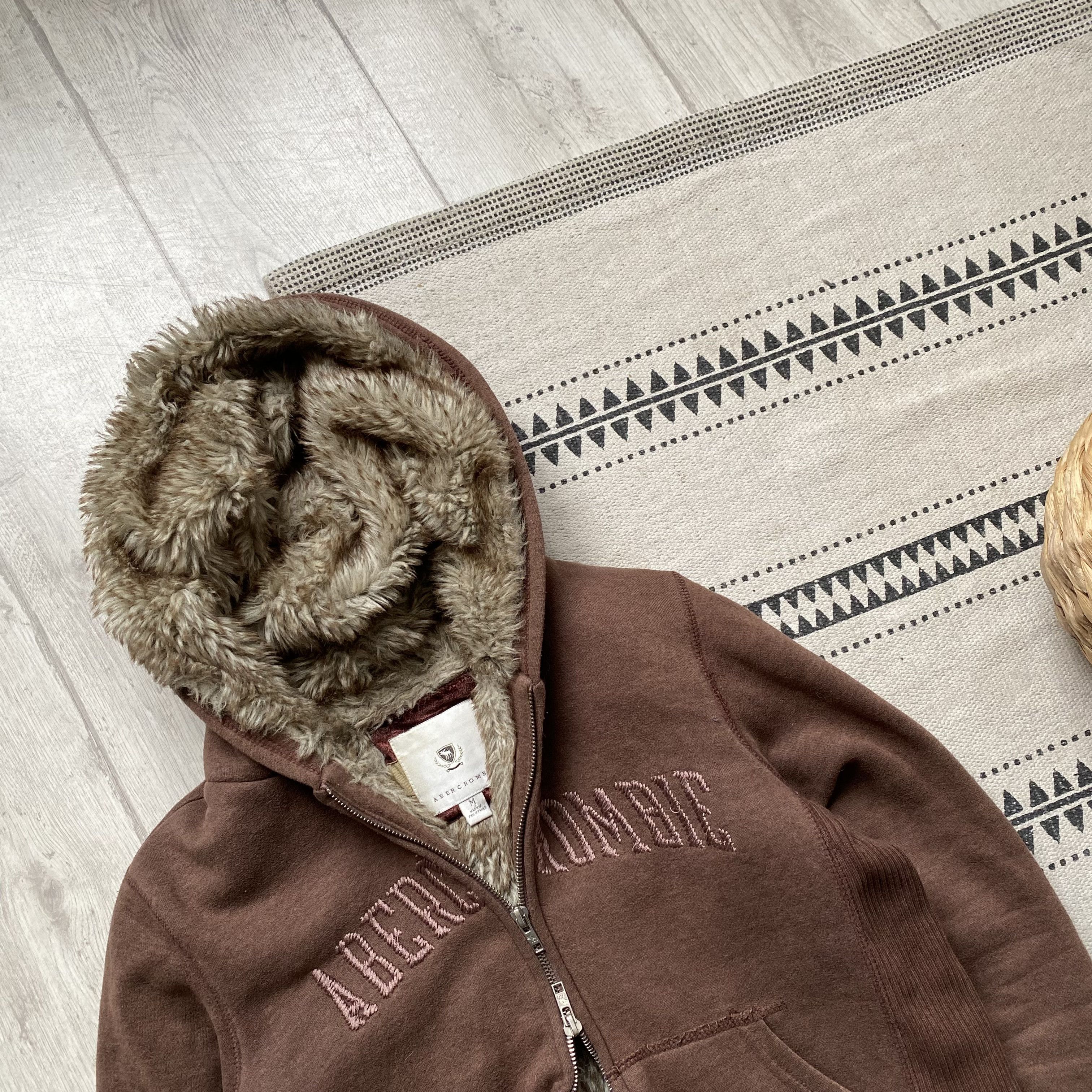Abercrombie & Fitch Vintage 90s Abercrombie Fitch faux fur hoodie Brown Y2K Size M / US 6-8 / IT 42-44 - 2 Thumbnail