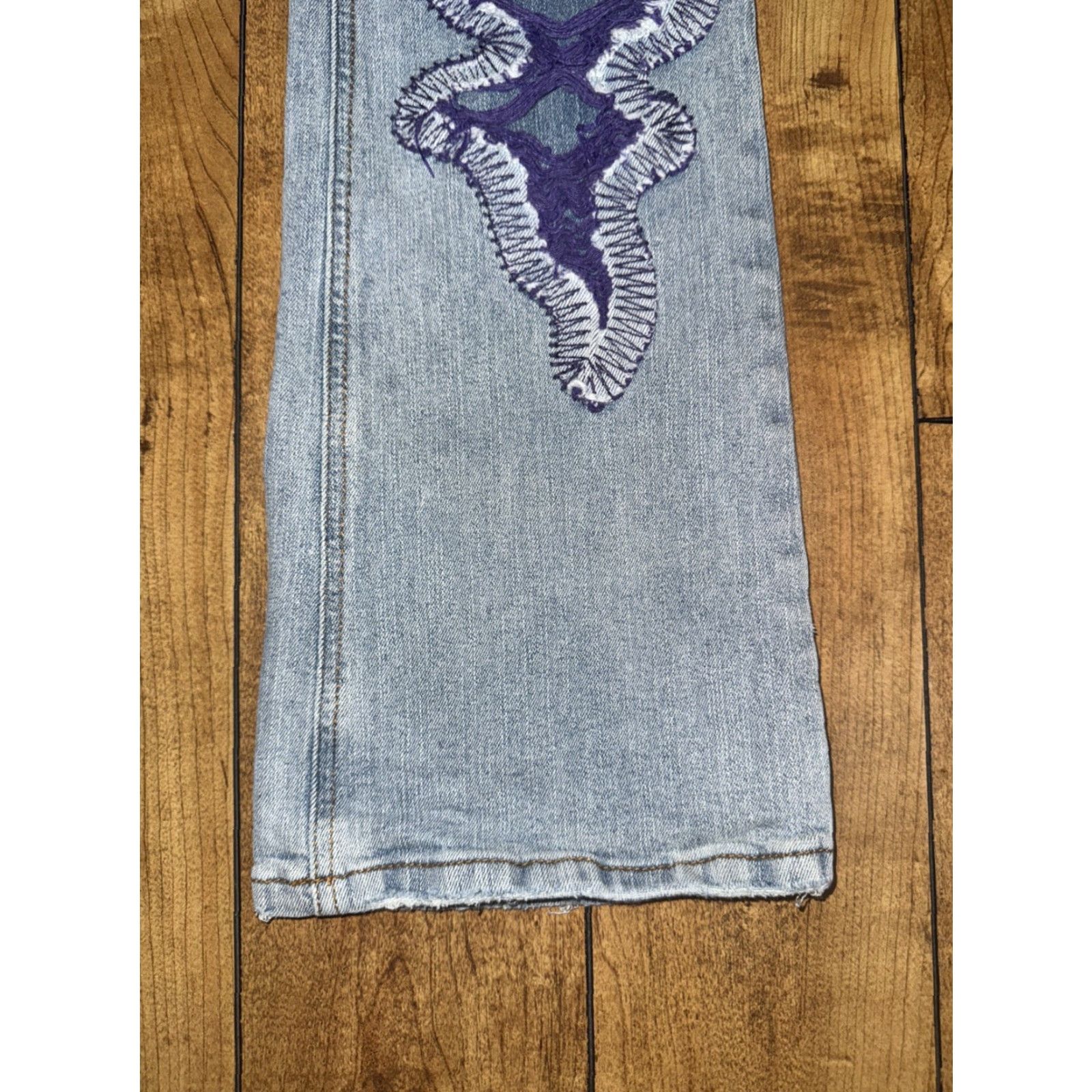 Denime EPTM Jeans Flared Denim Streetwear Distressed Embroidered Blue 30x33 Mens Regular Jeans Size US 30 / EU 46 - 2 Thumbnail