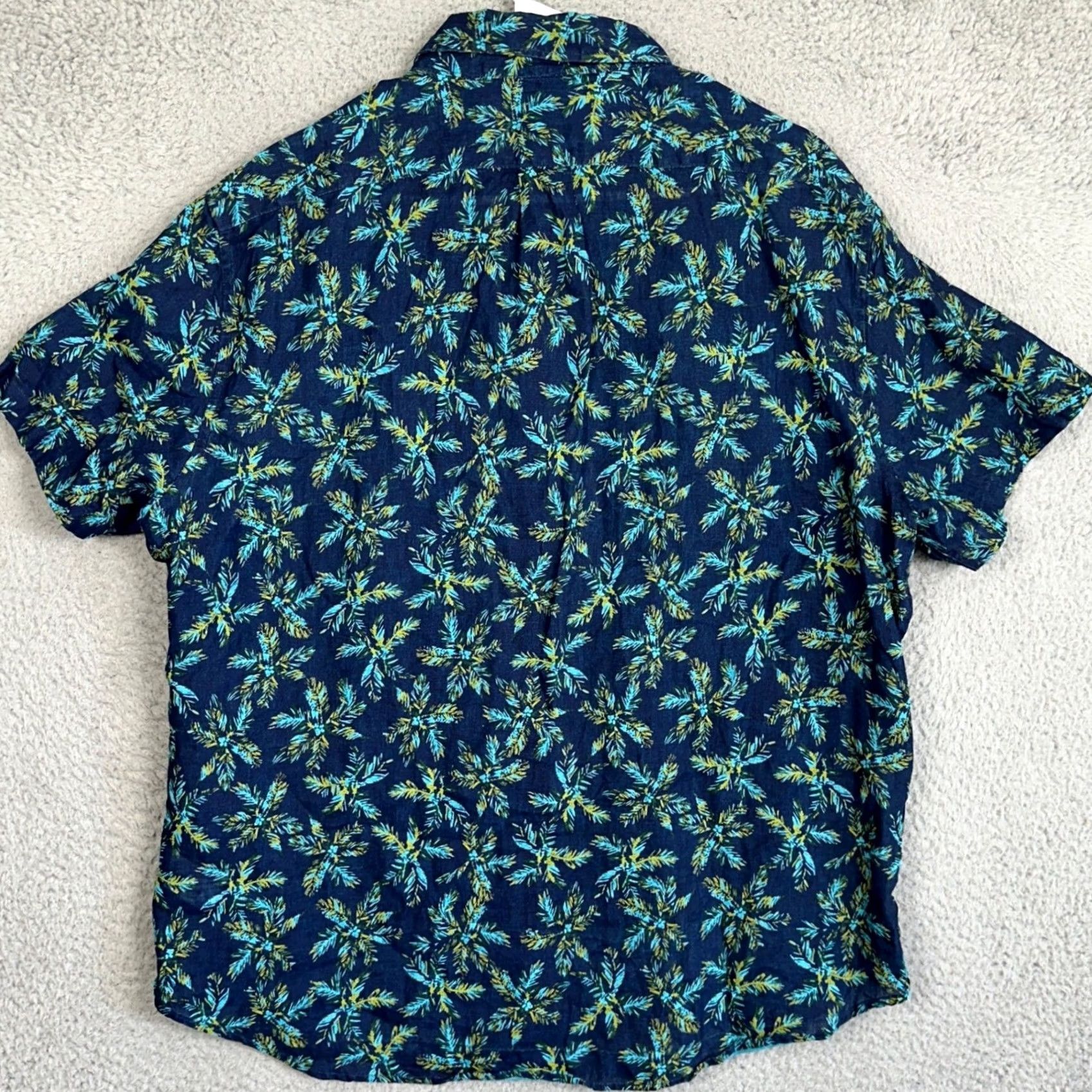 J.Crew J.CREW Shirt Mens XL Navy Classic Fit Tropical Palm Button Up Size US XL / EU 56 / 4 - 3 Thumbnail