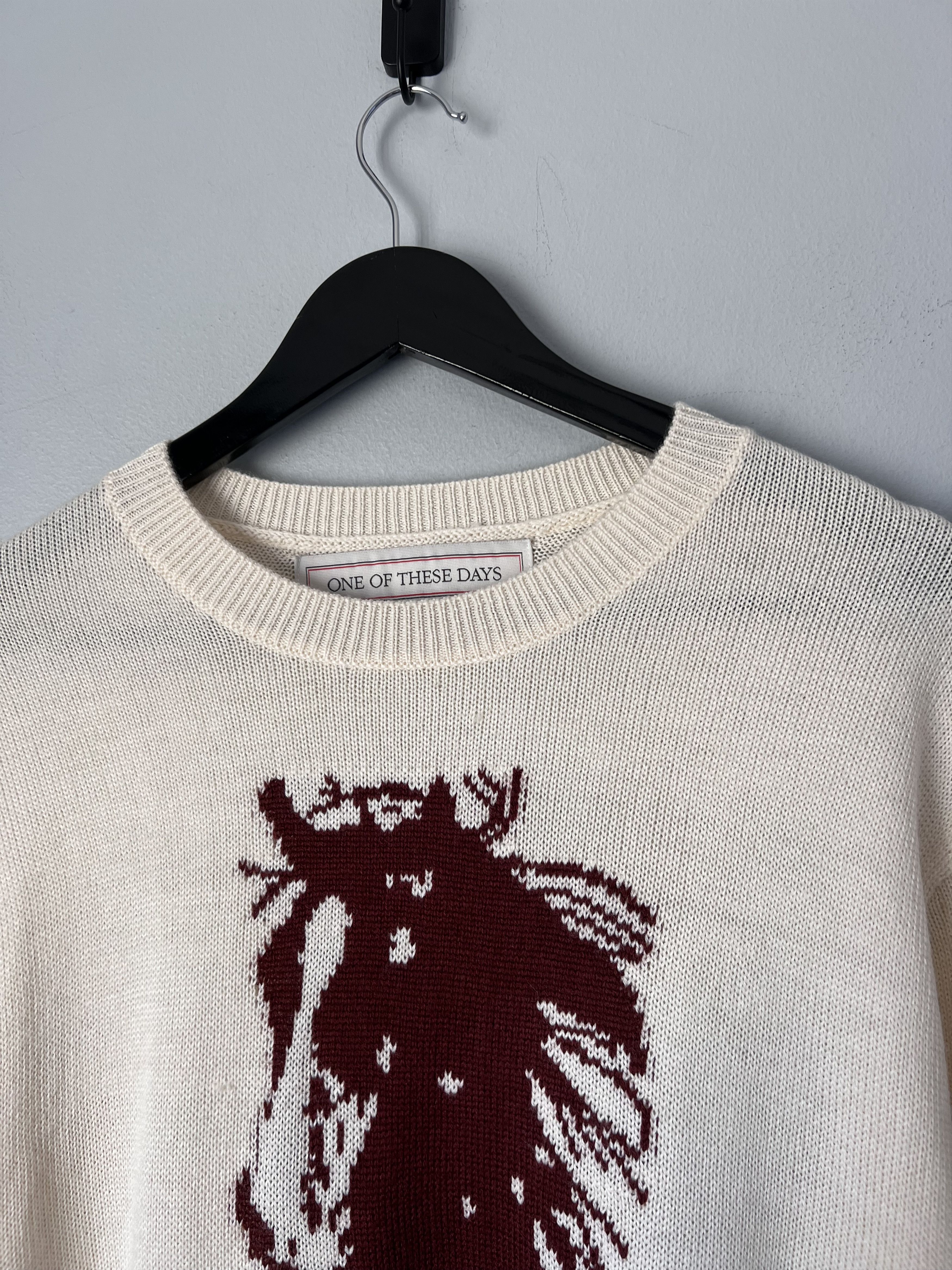 One of These Days One Of These Days Running Horse Knit Sweater in White Size US M / EU 48-50 / 2 - 2 Thumbnail