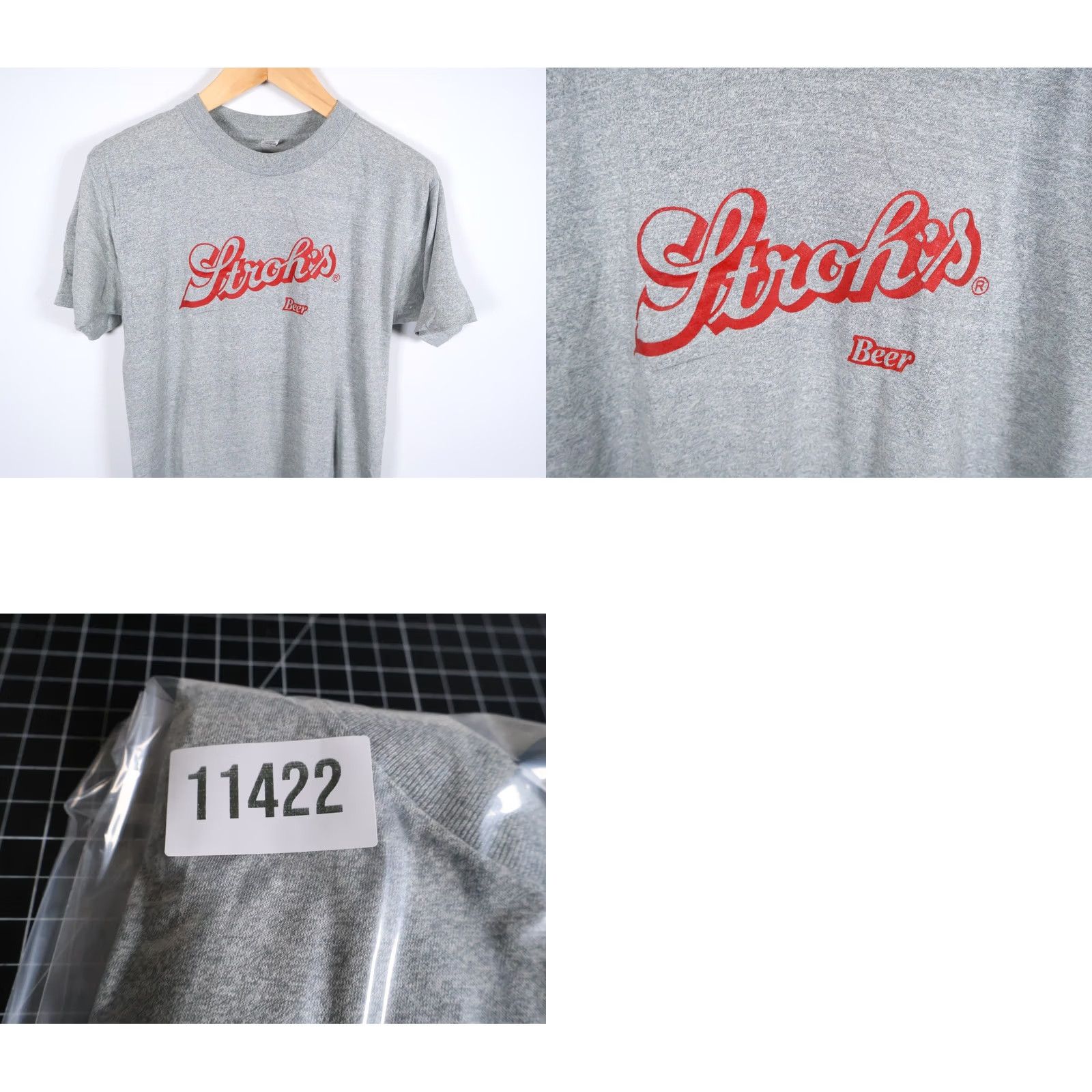 Vintage VINTAGE Stroh's Beer T-Shirt Mens Large Gray 80s Retro Logo 80s City Short Sleeve Crew Neck Cotton Blend Polyester Single Stitch Medallion Tag Size US S / EU 44-46 / 1 - 8 Thumbnail