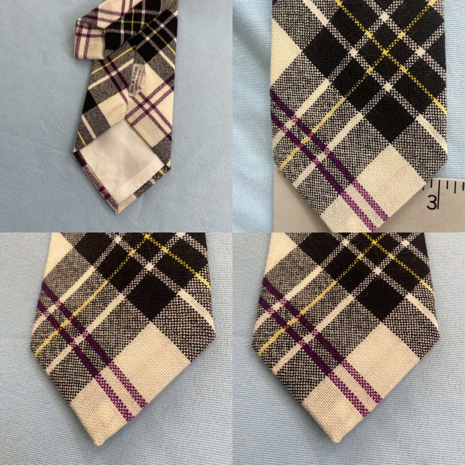 Vintage VINTAGE Macpherson Scotland 100% New Wool Cloth Tie Plaid Purple Blue Necktie 3x54 EUC | Designer | Mens Size ONE SIZE - 8 Thumbnail