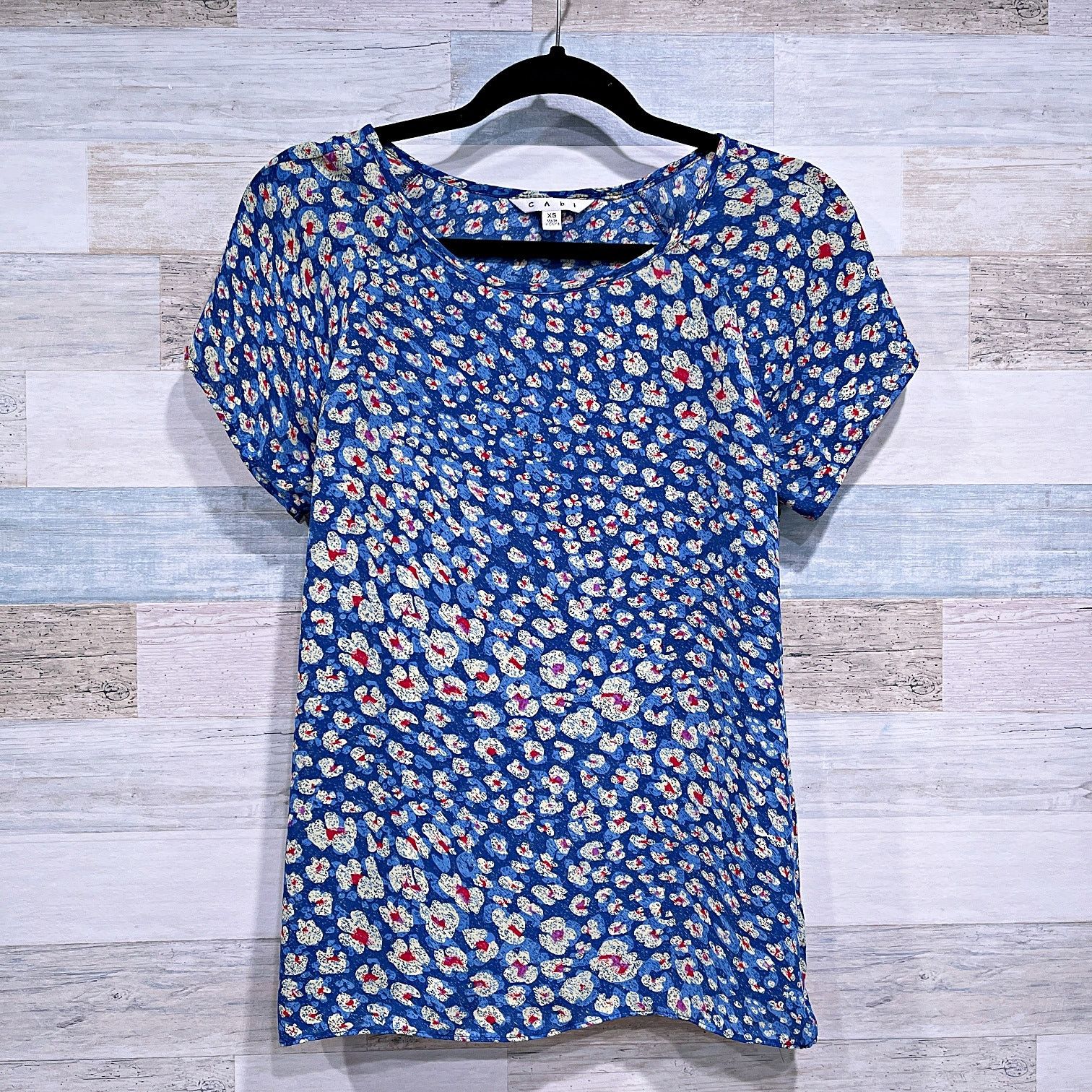 Other CABI Floral Crossover Button Back Top Blue Yellow Womens XS Size XS / US 0-2 / IT 36-38 - 1 Thumbnail