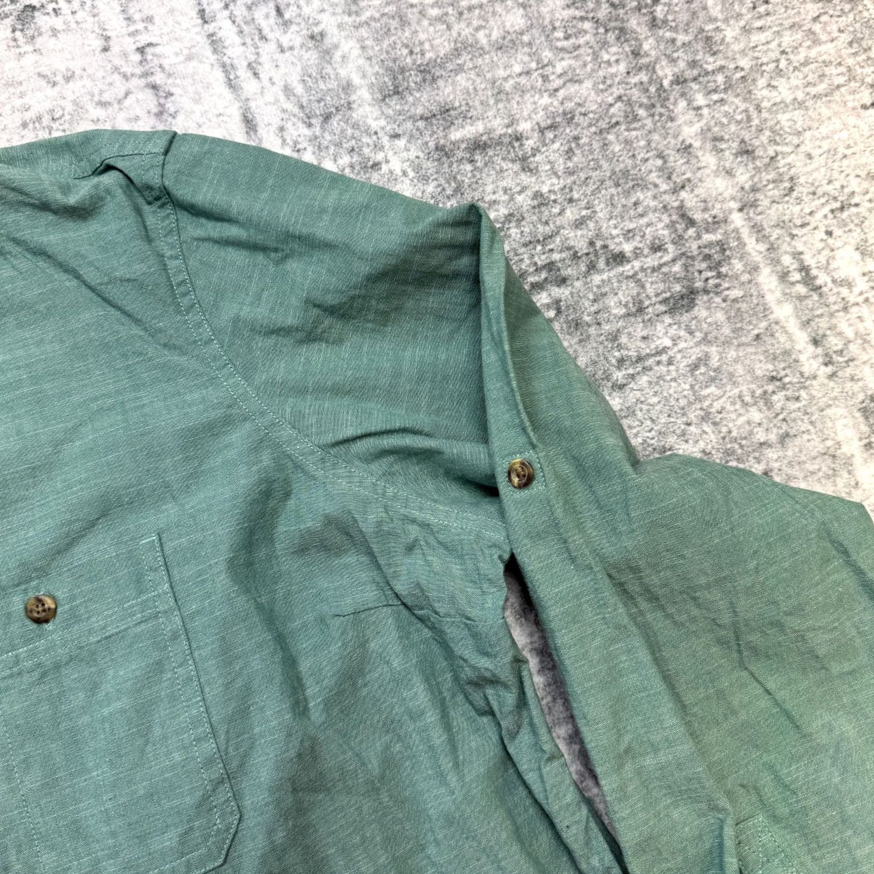 Vintage L.L. Bean Button-Up Shirt Womens XL Green Chambray Cotton Stretch Roll Tab Sleeve Fall Spring Summer Winter Regular Fit Size XL / US 12-14 / IT 48-50 - 5 Thumbnail