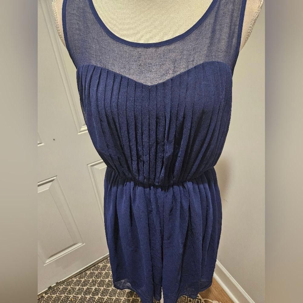 Designer Just Taylor Navy Blue Chiffon Dress Size L / US 10 / IT 46 - 4 Thumbnail