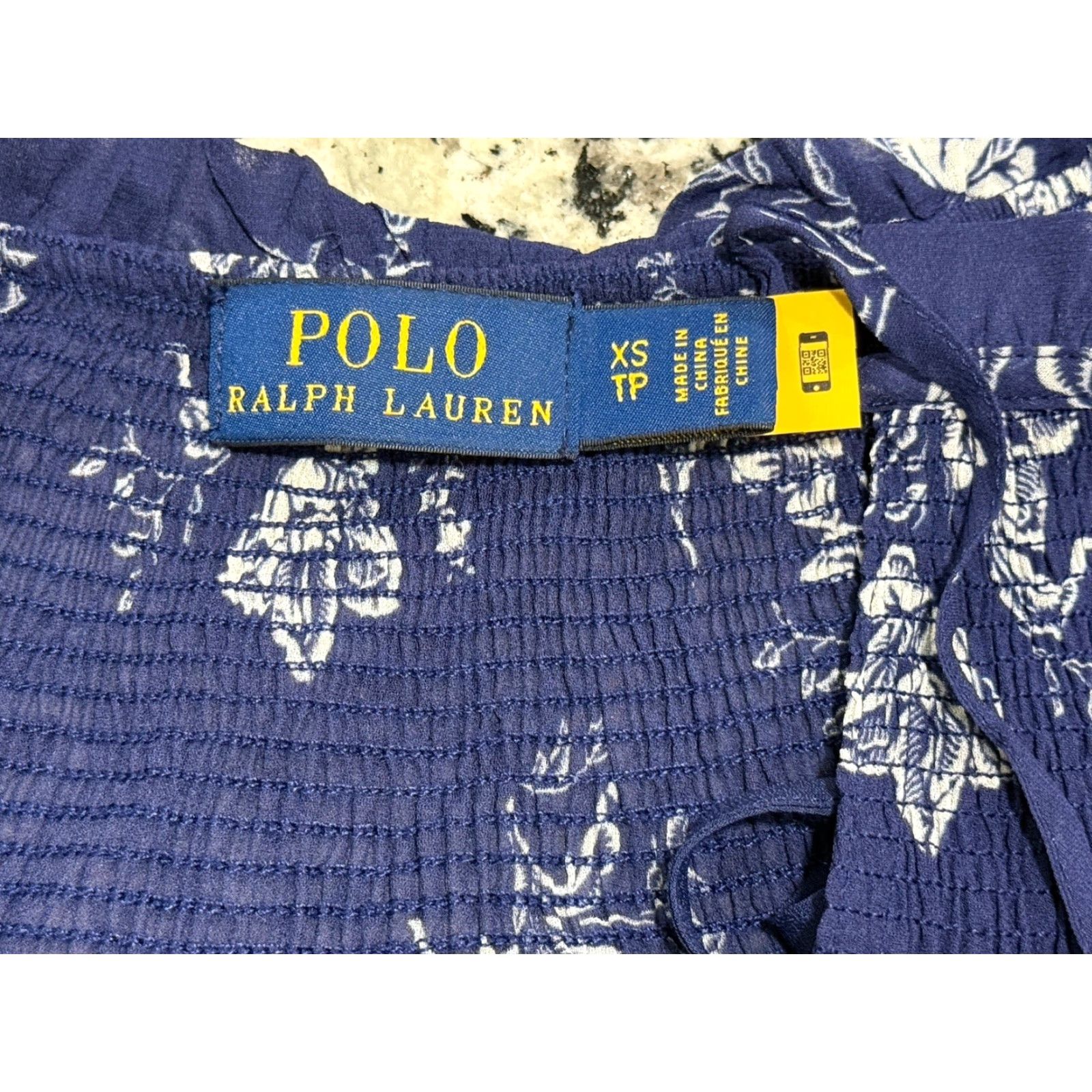 Polo Ralph Lauren Polo Ralph Lauren Blouse Viscose Floral-Print Blue XS 3/4 Sleeve Tie Under Shirt Women's Regular Sizes Size XS / US 0-2 / IT 36-38 - 5 Thumbnail