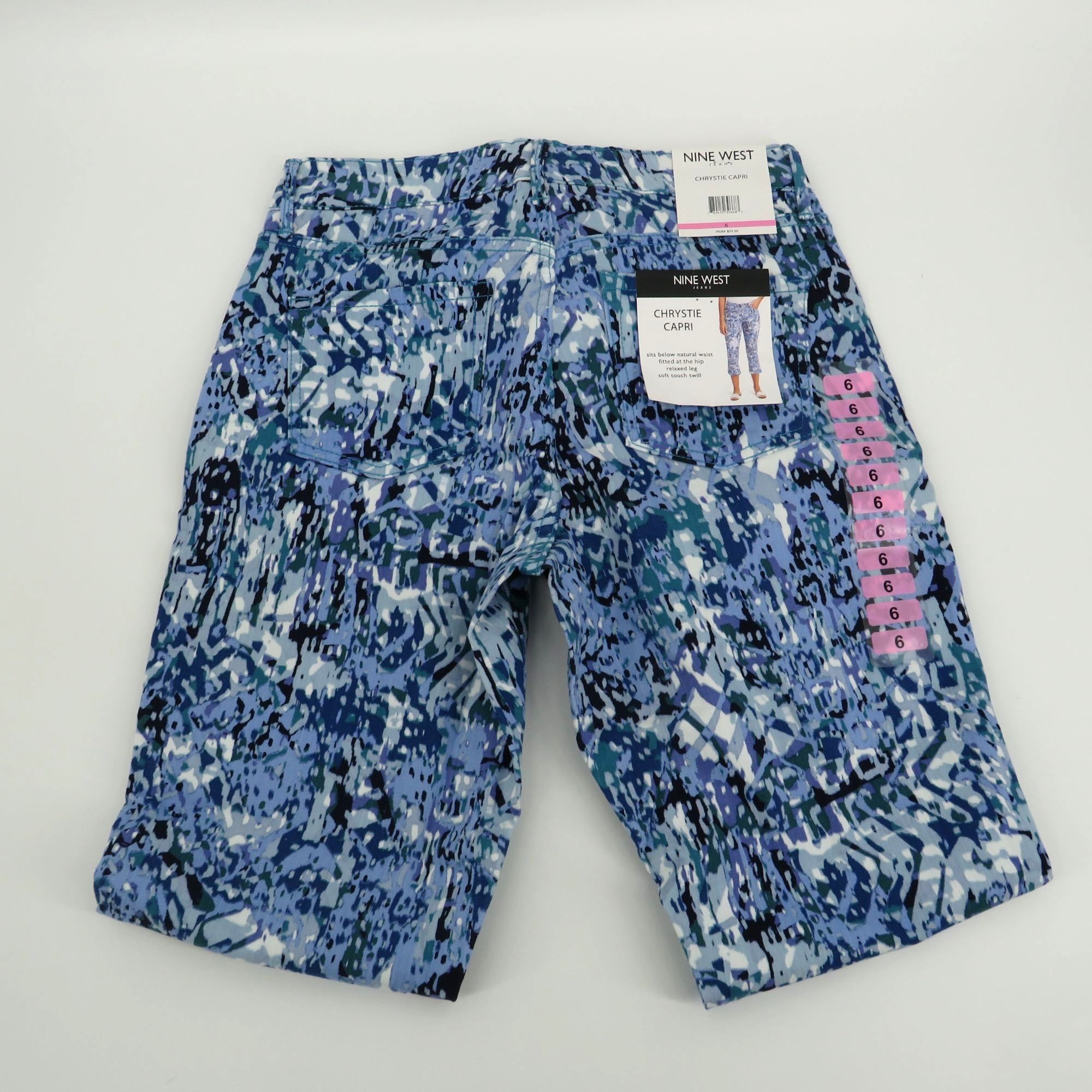 Nine West Nine West Chrystie Capri Pants Size 6 Relaxed Fit Blue Abstr Size 28" / US 6 / IT 42 - 5 Thumbnail