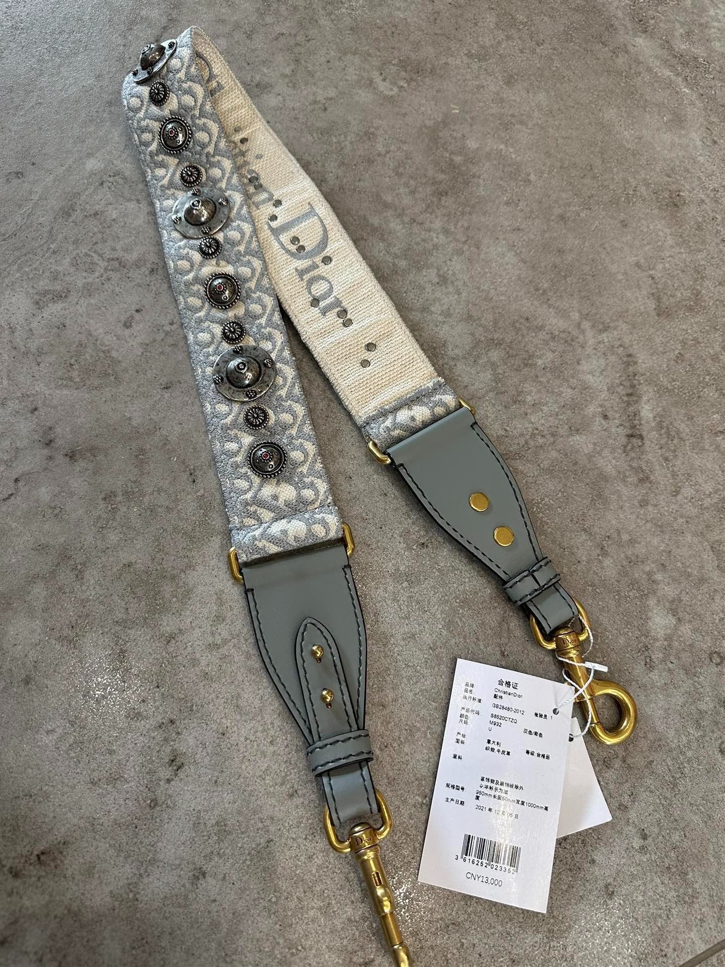 Dior Dior Gray Monogram Rivet Shoulder Strap Size ONE SIZE - 1 Thumbnail