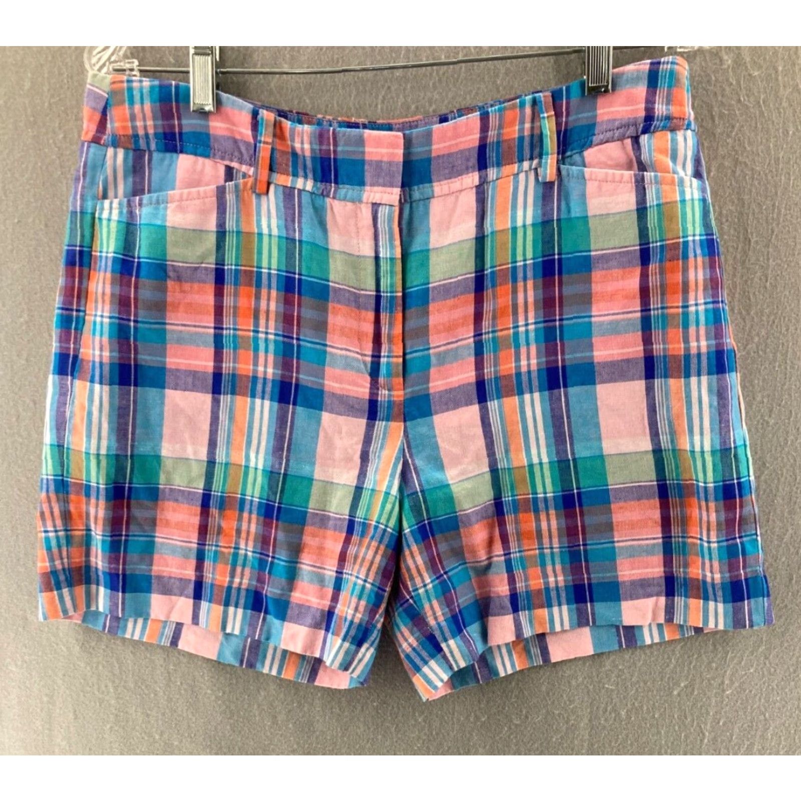 Talbots Talbots Bermuda Shorts 8 Womens Multicolor Cotton Linen Plaid Colorful Preppy 90s Theme Womens Size 30" / US 8 / IT 44 - 2 Thumbnail