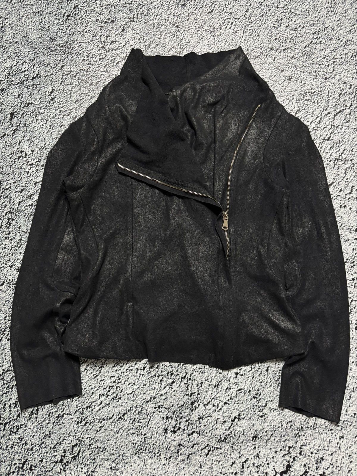 Japanese Brand × Vintage × Zara Avant garde leather jacket asymmetrical zip Size L / US 10 / IT 46 - 6 Thumbnail