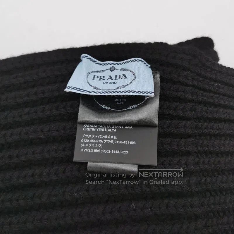 Prada Prada Black Textured Knit Scarf. Size ONE SIZE - 4 Thumbnail
