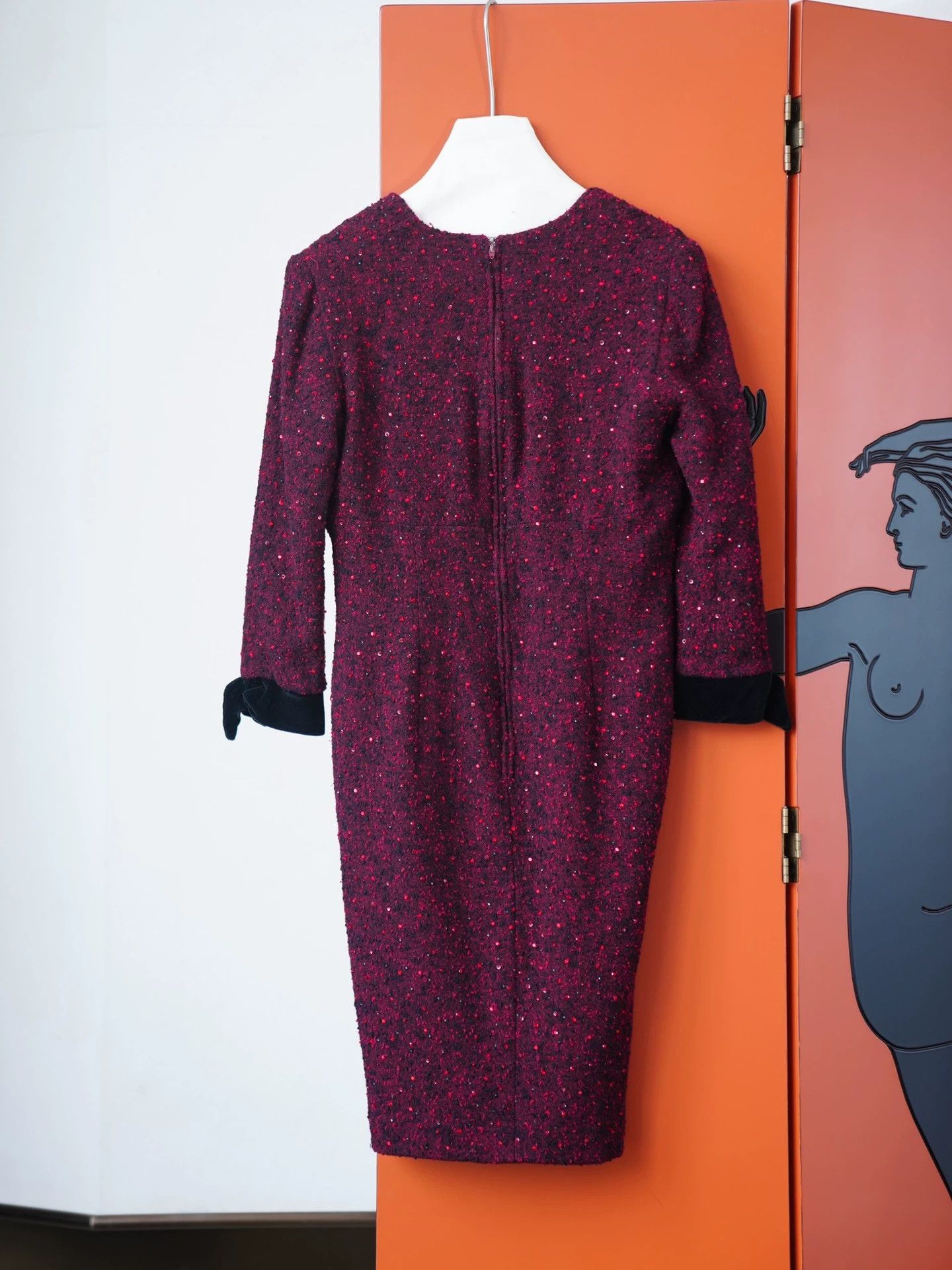 Oscar De La Renta Oscar de la Renta Vtg Red Sequin Tweed Velvet Dress S Size S / US 4 / IT 40 - 3 Thumbnail