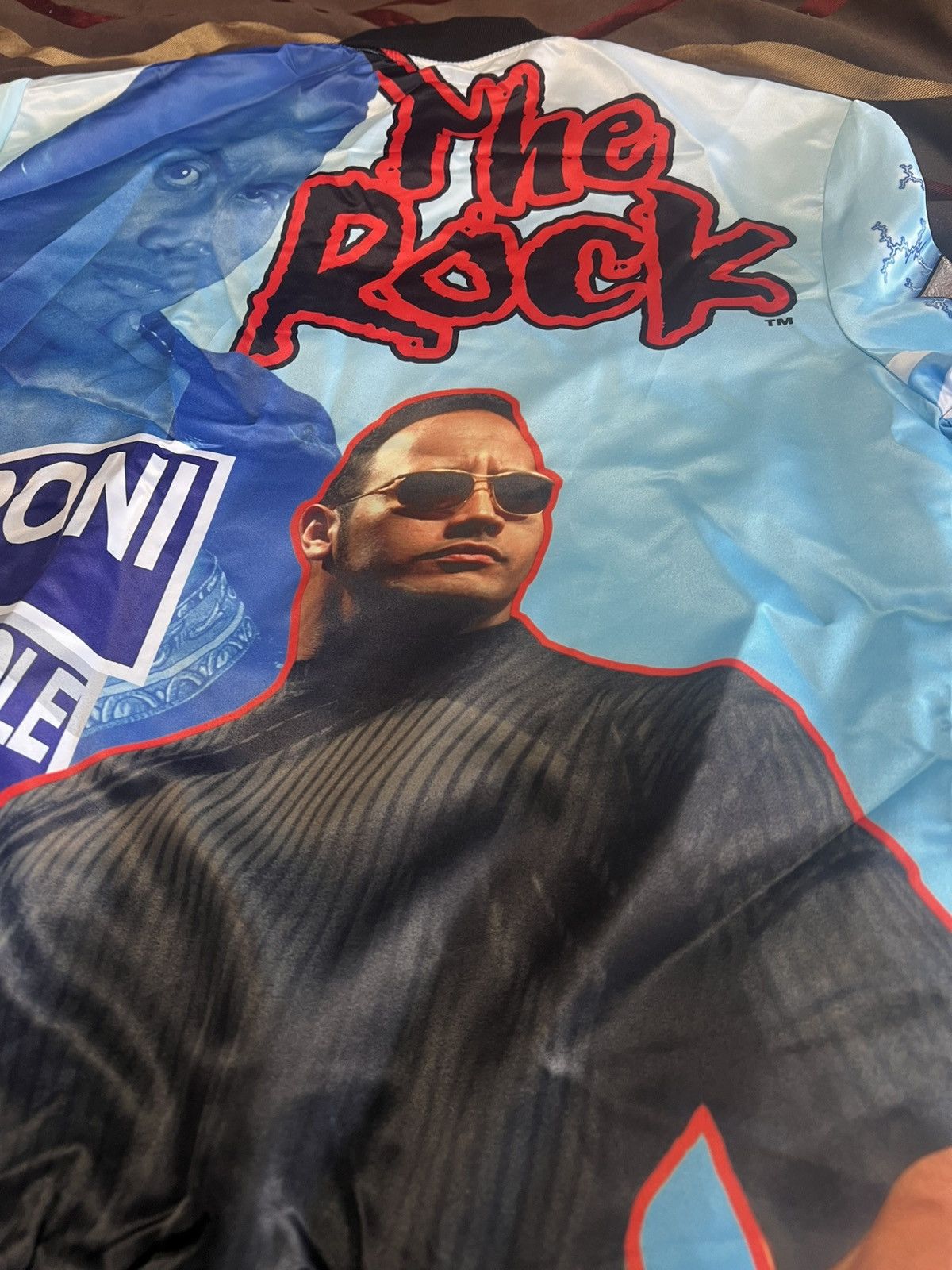 WWE Brand New! WWE The Rock OG Chalk Line Satin Jacket WWF Size US XL / EU 56 / 4 - 1 Thumbnail