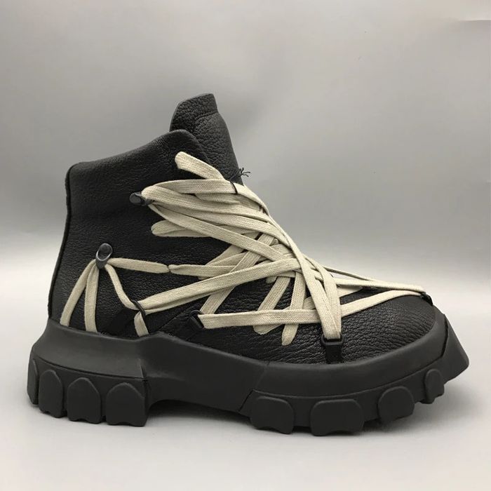 Sneakers Men Leather Boots Multiple Laces Grailed