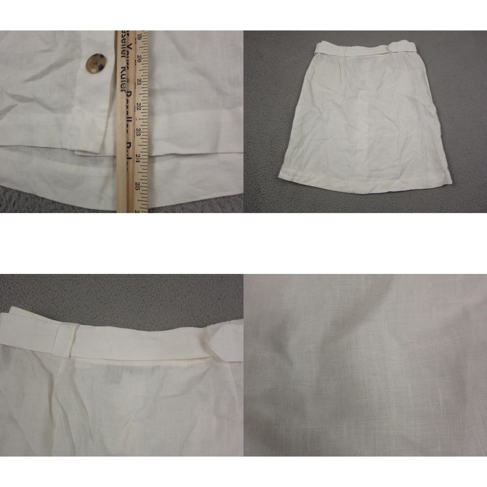 Vintage VINTAGE Autograph Skirt Womens 14 White Linen Button Front Pockets 90s City Knee Length A-Line Casual Summer Womens Size 36" / US 14 / IT 50 - 8 Thumbnail