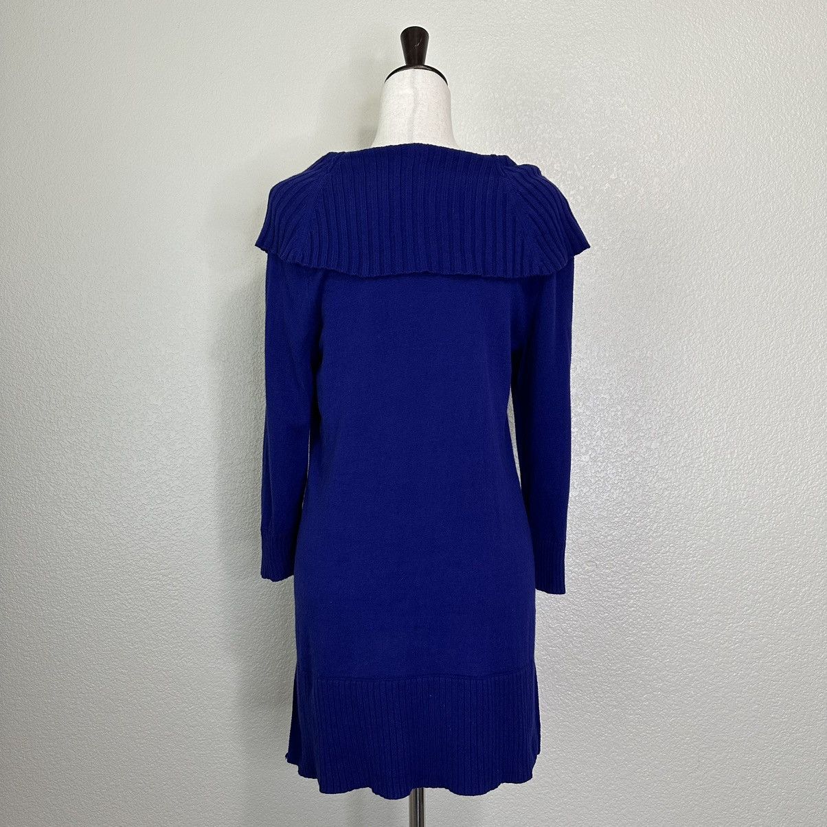 Chicos Chico’s Royal Blue Buttoned Boat Off Shoulder Neck Sweater Size M / US 6-8 / IT 42-44 - 7 Thumbnail