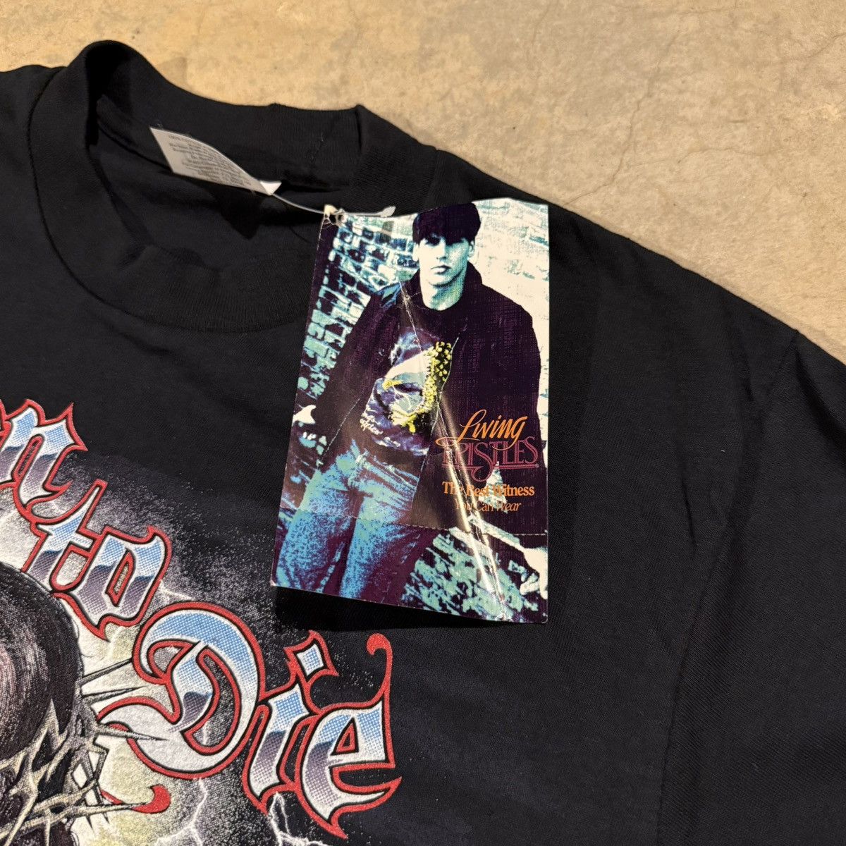 Vintage Deadstock Vintage 1991 Living Epistles Born To Die Jesus Tee Size US L / EU 52-54 / 3 - 8 Thumbnail