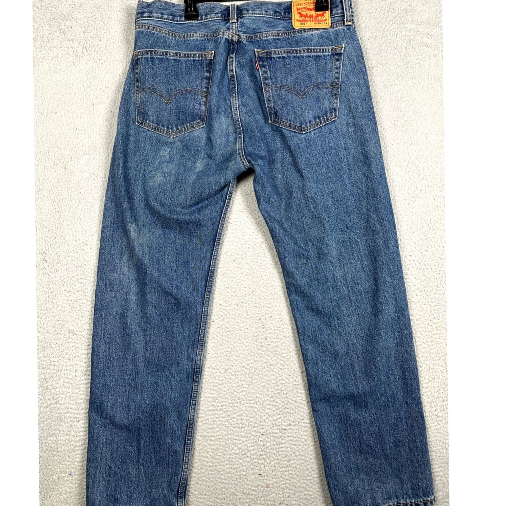 Levi's Levis 505 Jeans Mens 36X32 Blue Regular Fit Straight Leg 5 Pocket Denim Size US 36 / EU 52 - 2 Thumbnail