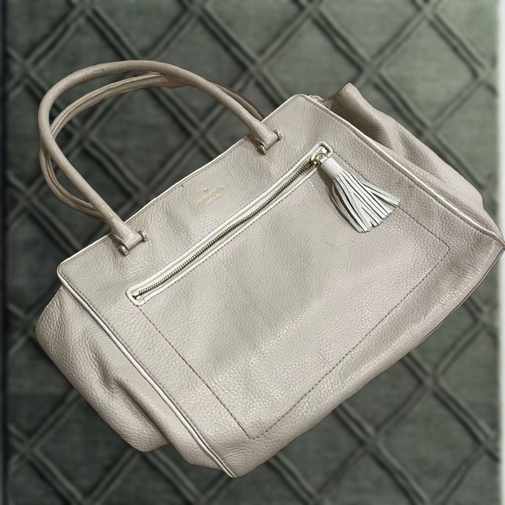 Vintage Kate Spade Tote Beige Leather Chester Street Allyn Pebbled Shoulder Bag Women, Cream, Tote Bag, Women's