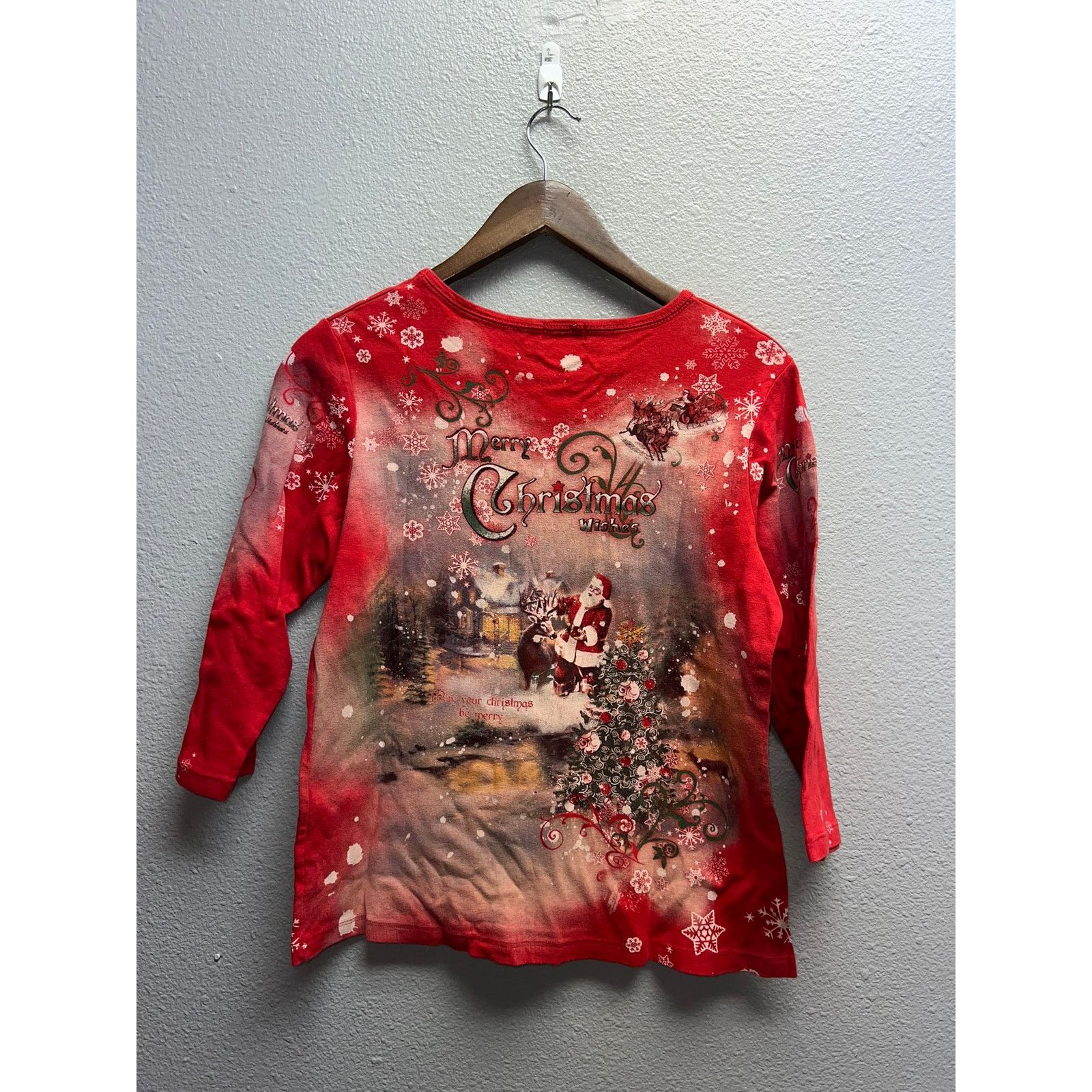 Vintage Womens Studio Gem Christmas Shirt Long Sleeve Top Red Tee L Size L / US 10 / IT 46 - 6 Thumbnail