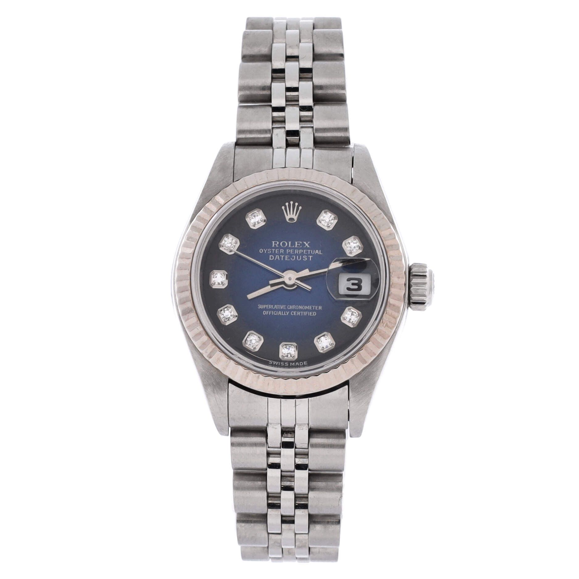Rolex Oyster perpetual datejust automatic watch stainless steel and white gold with diamond markers 26 Size ONE SIZE - 1 Thumbnail