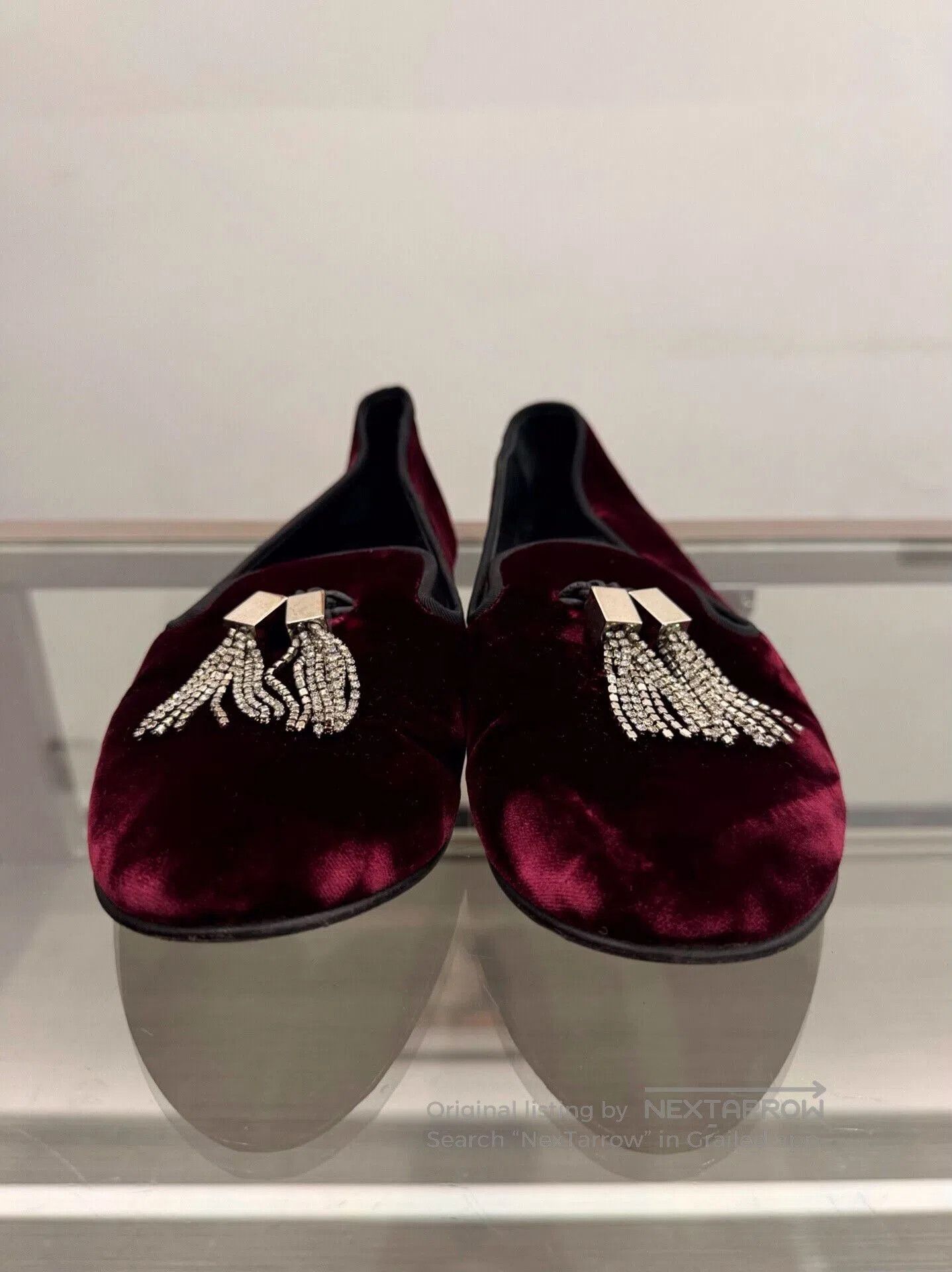 Giuseppe Zanotti Giuseppe Zanotti Red Suede Rhinestone Tassel Loafers. Size US 8 / IT 38 - 2 Thumbnail