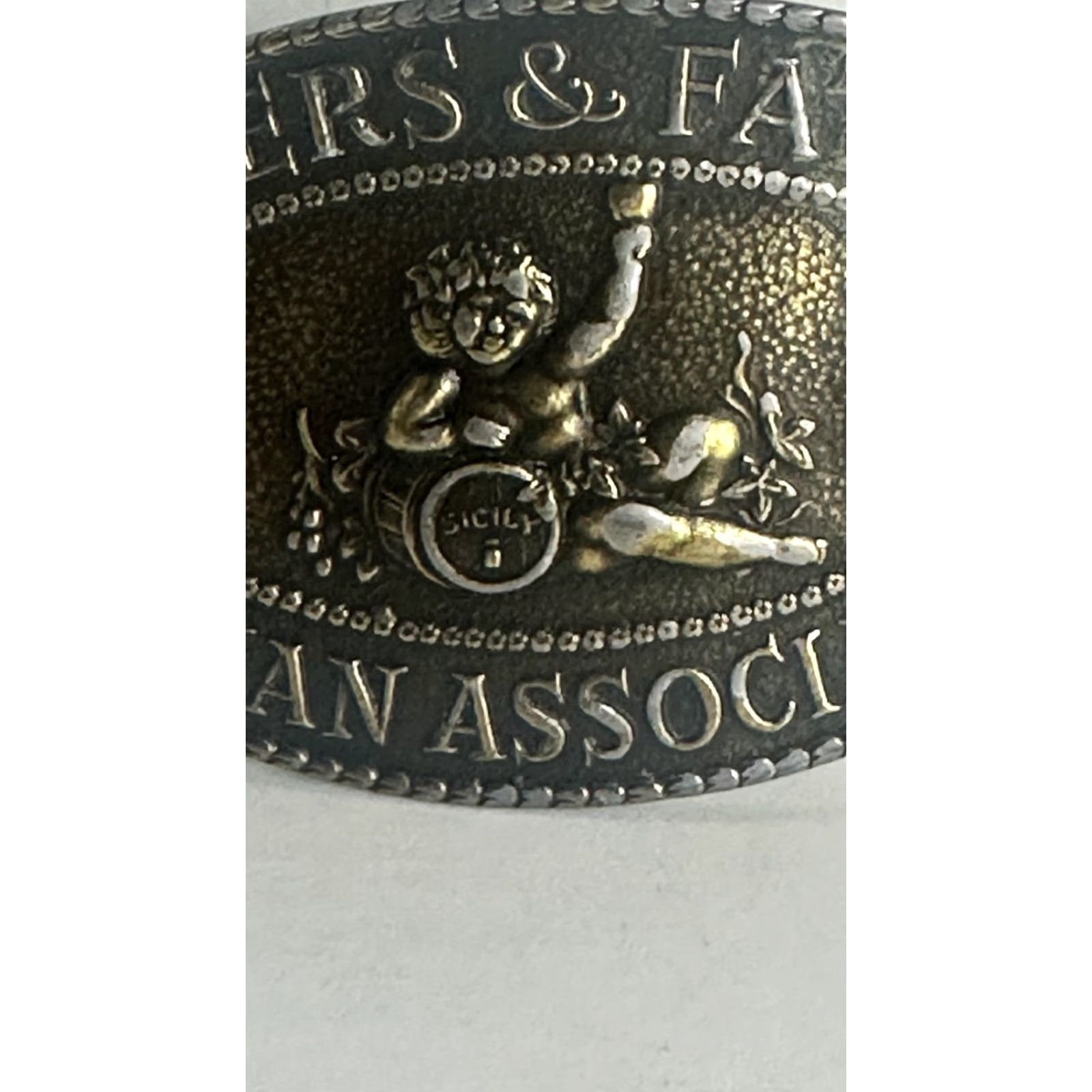 Vintage VINTAGE Mothers & Fathers Italian Association Belt Buckle Oval Novelty Two Tone Sicily Mens Belt Buckle Size ONE SIZE - 2 Thumbnail