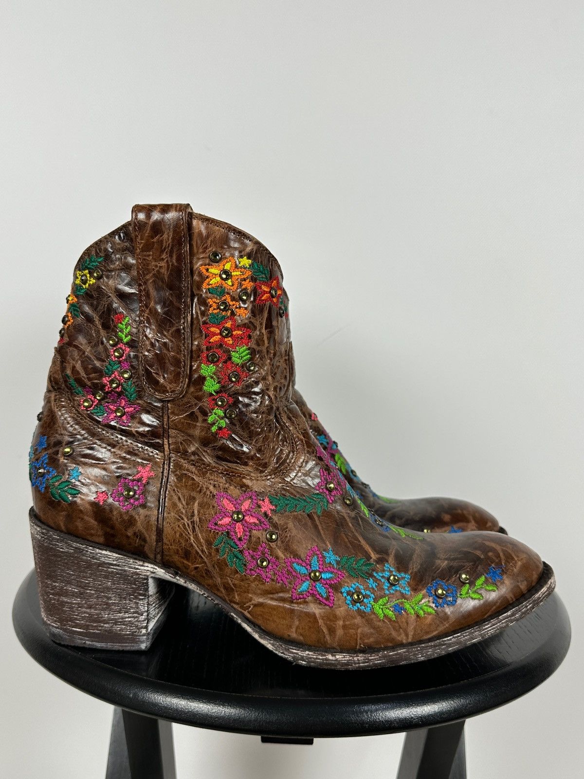 Old Gringo Mexicana Old Gringo Sora Leather Cowboy Floral Ankle Boots Size US 9.5 / IT 39.5 - 4 Thumbnail