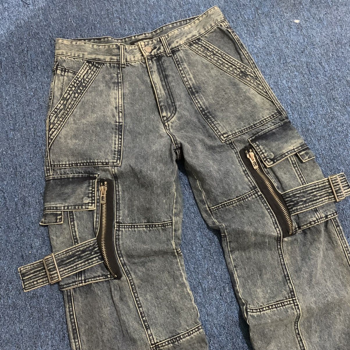 Japanese Brand Vtg denim cargo pants grunge style Size US 35 - 5 Thumbnail
