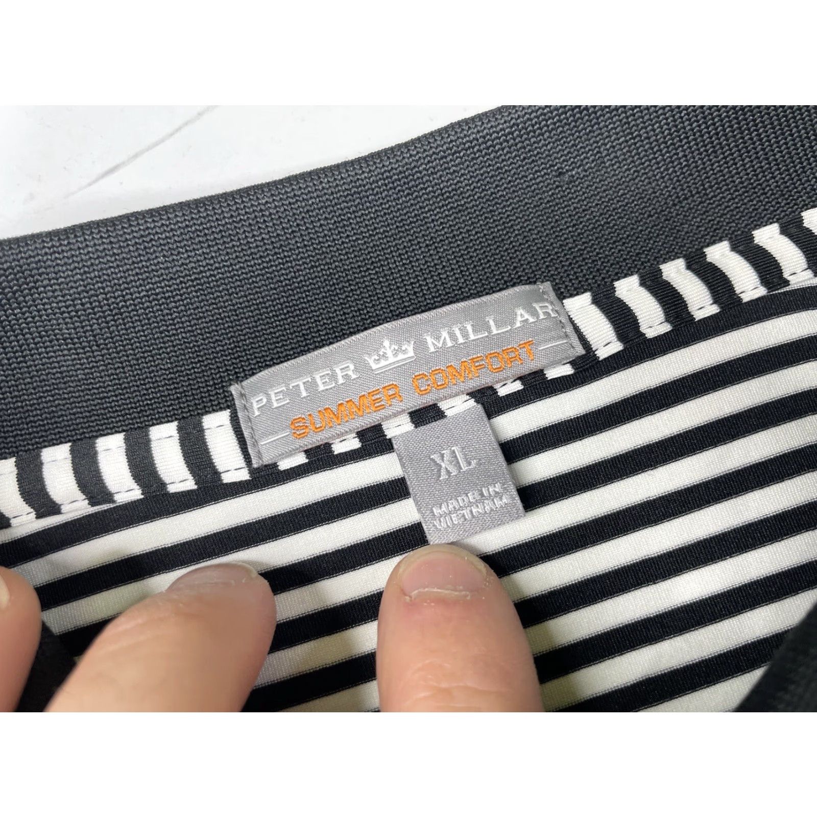 Peter Millar Peter Millar Summer Comfort Manhattan Wood Golf Club Polo Shirt Striped Mens XL Black/White Polo (Men) Short Sleeve Regular Fit Size US XL / EU 56 / 4 - 4 Thumbnail