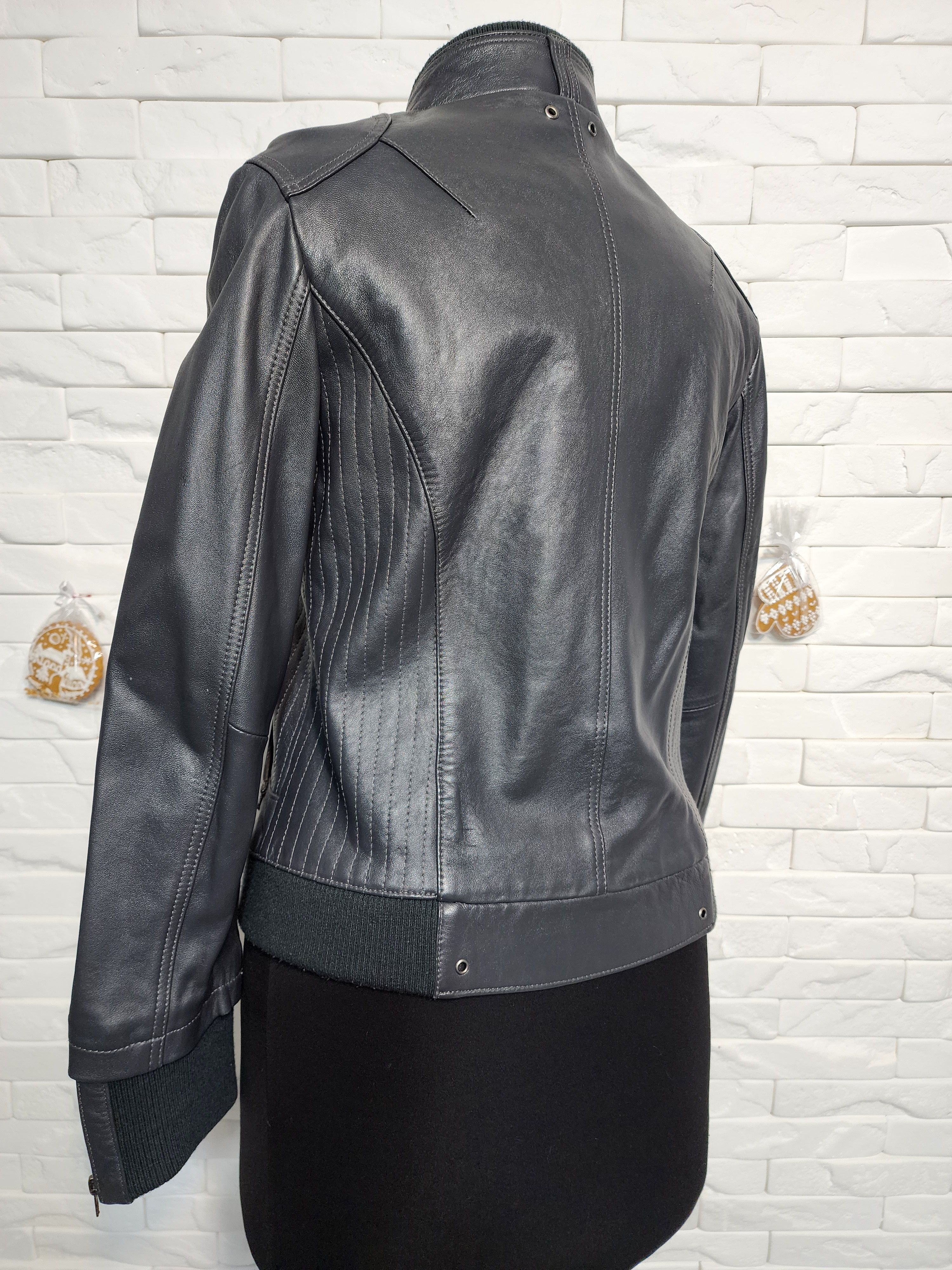Genuine Leather Gray Genuine Leather Women's Jacket Size M / US 6-8 / IT 42-44 - 6 Thumbnail
