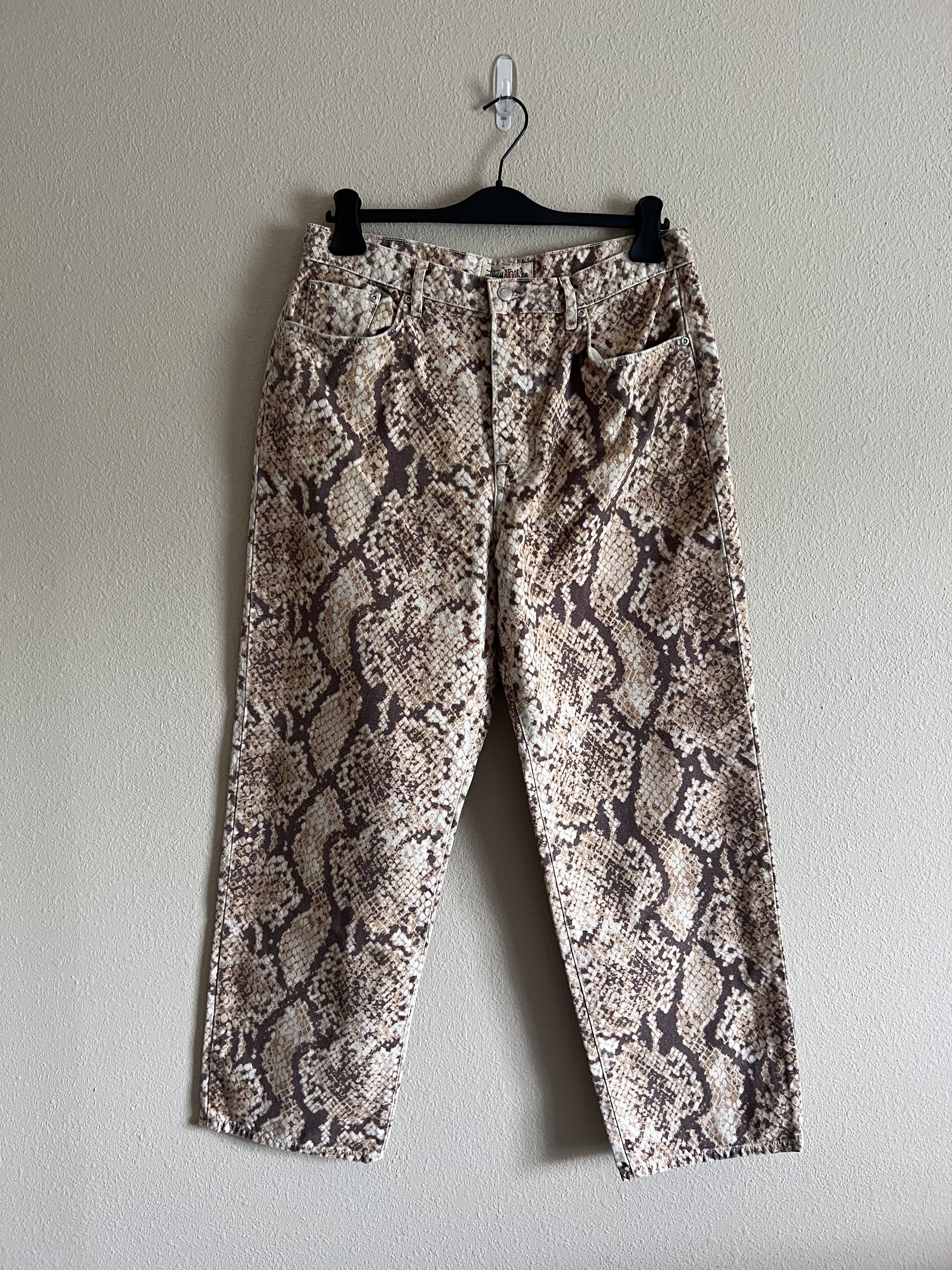 Image of Stussy Python Washed Canvas Big Ol' Jeans in Snakeskin, Men's (Size 34)