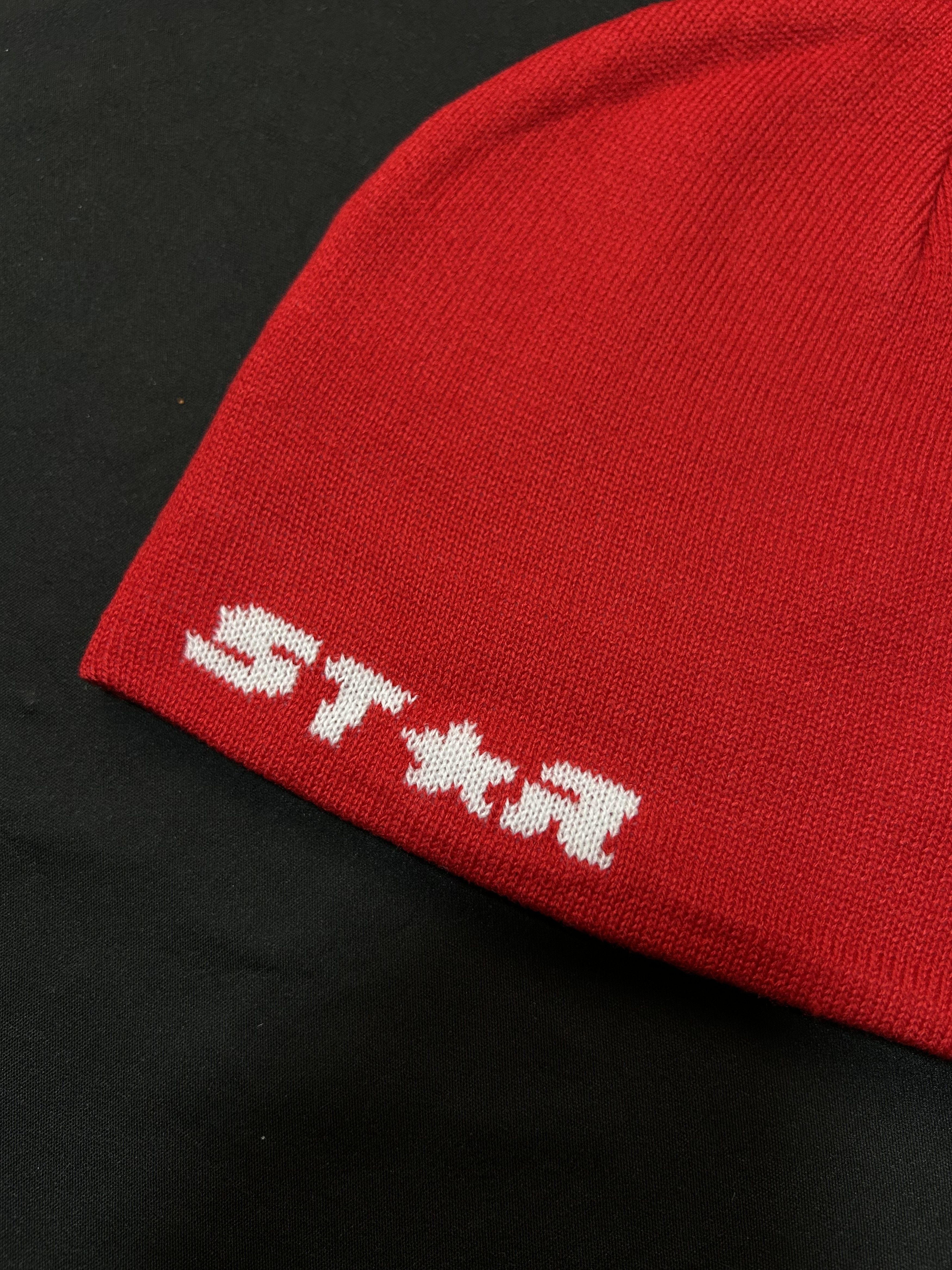 Japanese Brand Deadstock Star Dept Logo No Cuff Knit Red Beanie Hats OS Size ONE SIZE - 6 Thumbnail
