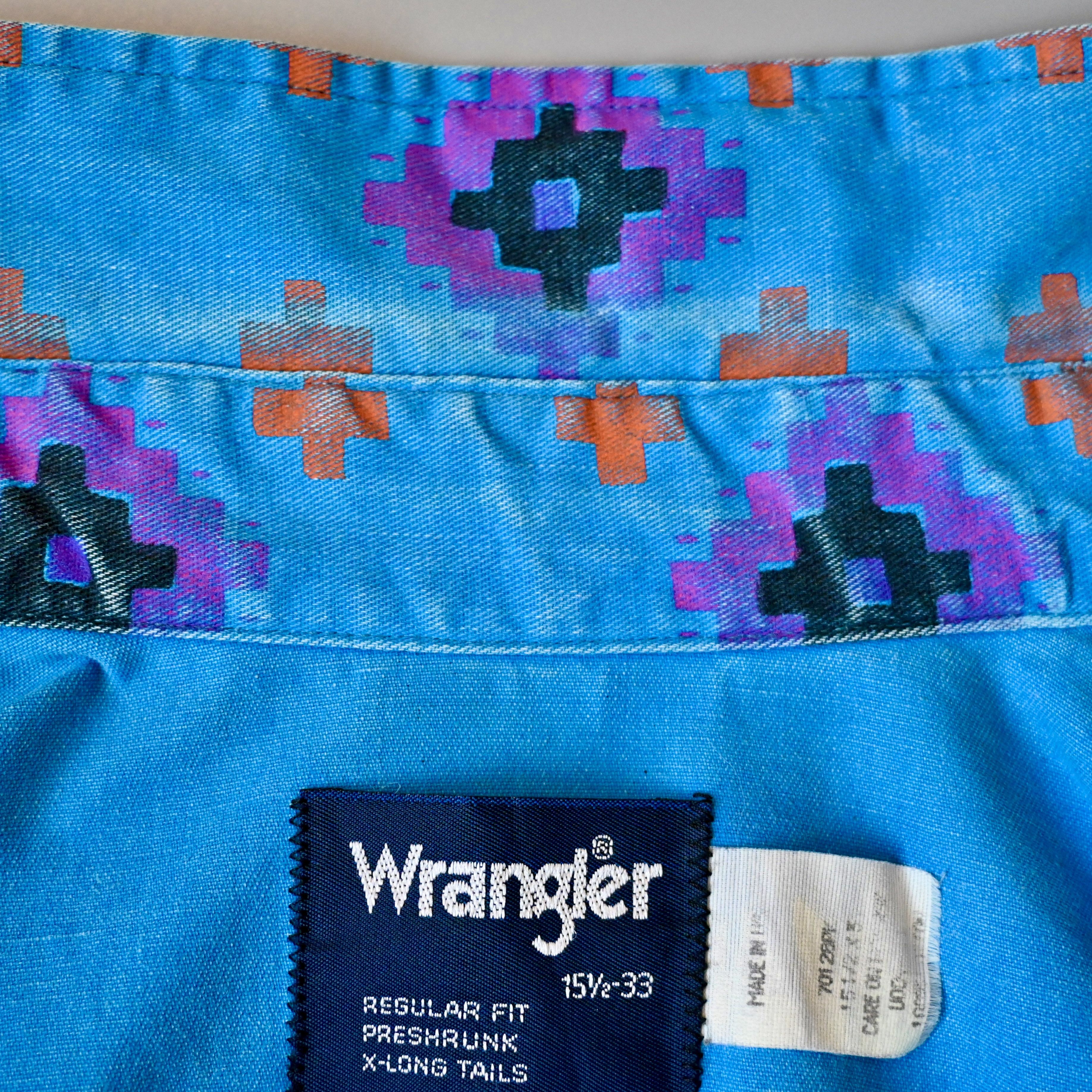 Vintage VTG Wrangler brushpopper Aztec Navajo stripe shirt 15.5 - 33 Size US M / EU 48-50 / 2 - 16 Thumbnail