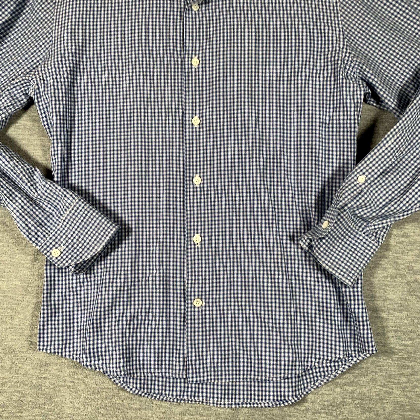 Canali Canali Dress Shirt Mens 16 Blue Gingham Long Sleeve Made In Italy Size 42R - 3 Thumbnail