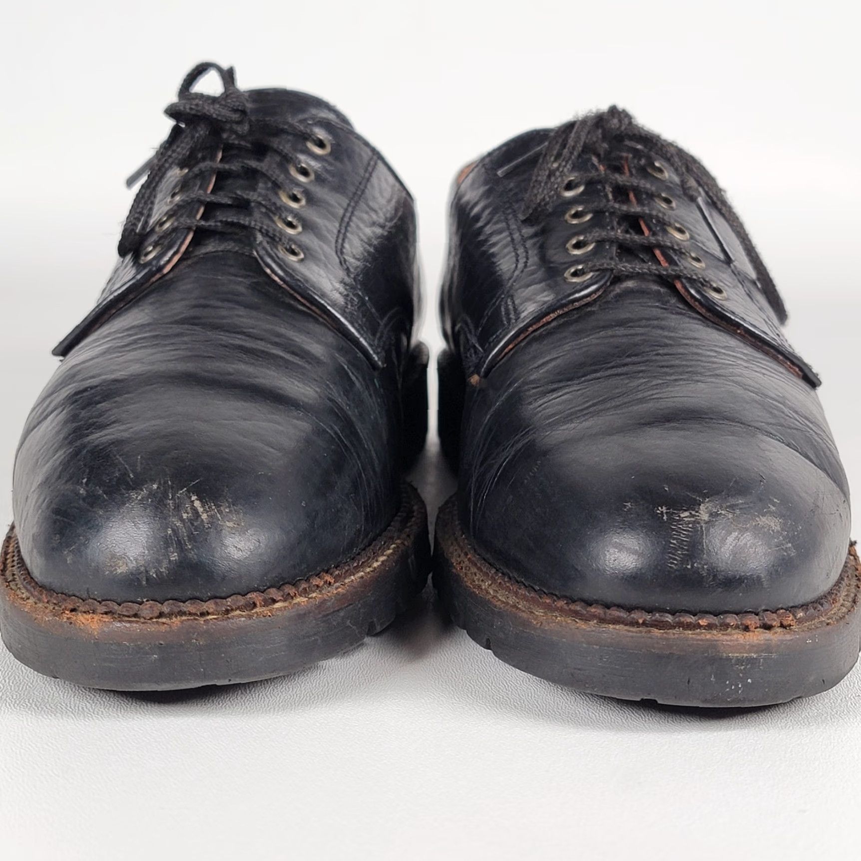 Vintage HS Trask Bison Black Leather Men's Casual Bluchers 5-hole US Size 9 M Shoes Spring Summer Fall Winter Mens Size US 9 / EU 42 - 3 Thumbnail