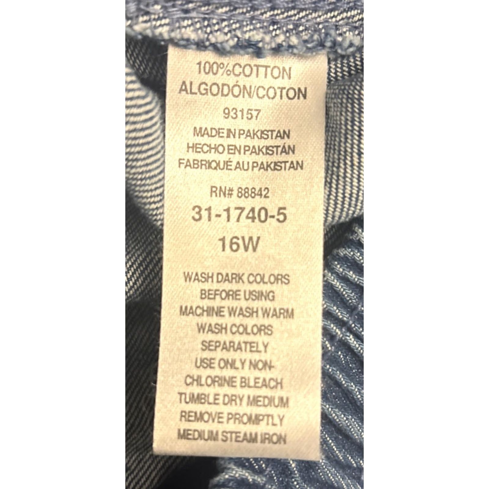 Vintage VINTAGE Woman Within Jeans Womens 16W Blue New Light Wash Denim Elastic waist Pockets Cotton Rise Size 29" - 6 Thumbnail