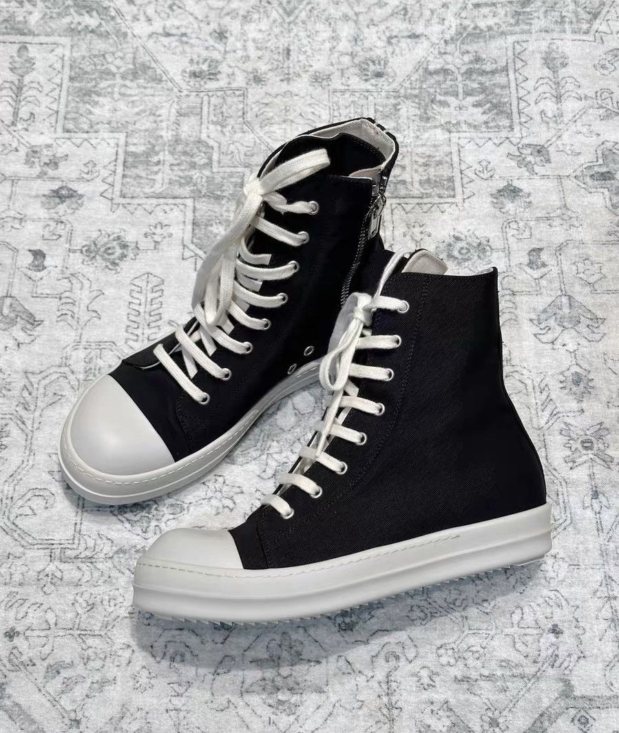 Rick Owens Rick Owens DRKSHDW canvas low-top sneakers, black and white Size US 7.5 / EU 40-41 - 5 Thumbnail