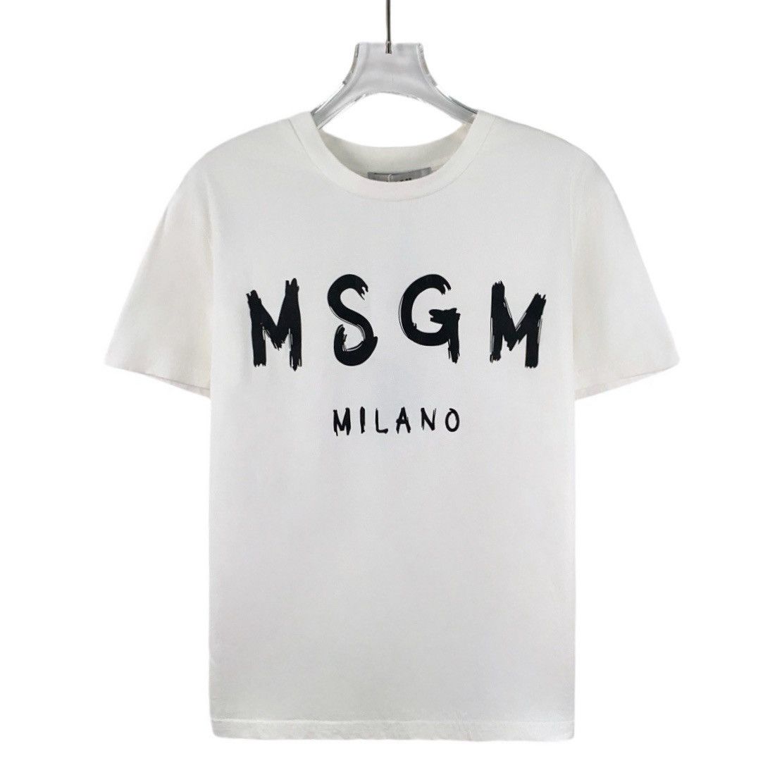 MSGM MSGM White Logo Print Cotton Short Sleeve T-Shirt K26WX Size L / US 10 / IT 46 - 1 Thumbnail