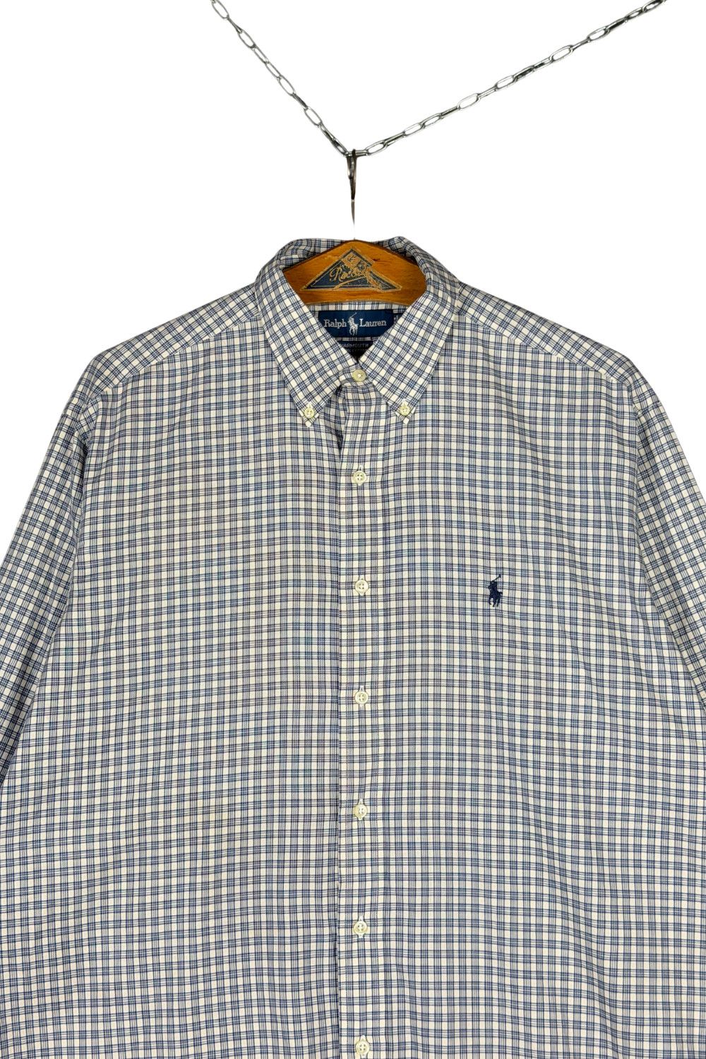 Polo Ralph Lauren Vintage Polo Ralph Lauren Yarmouth Shirt Blue Check OCBD 90s Size US L / EU 52-54 / 3 - 3 Thumbnail