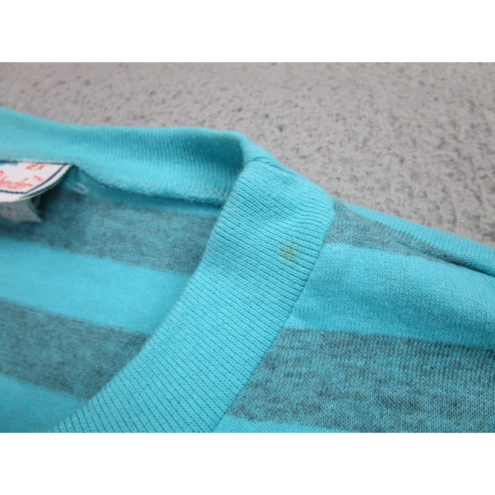 AQUA VINTAGE Islander Shirt Mens 2XL Short Sleeve Crew Neck Striped Aqua Blue USA Made T-Shirt Mens 2XL Size US XXL / EU 58 / 5 - 4 Thumbnail