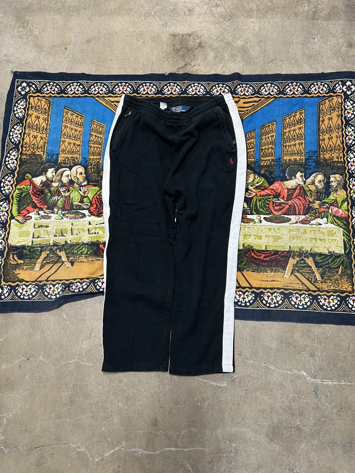 Polo Ralph Lauren Black white Ralph Lauren track pants size large baggy wide Size US 34 / EU 50 - 1 Thumbnail