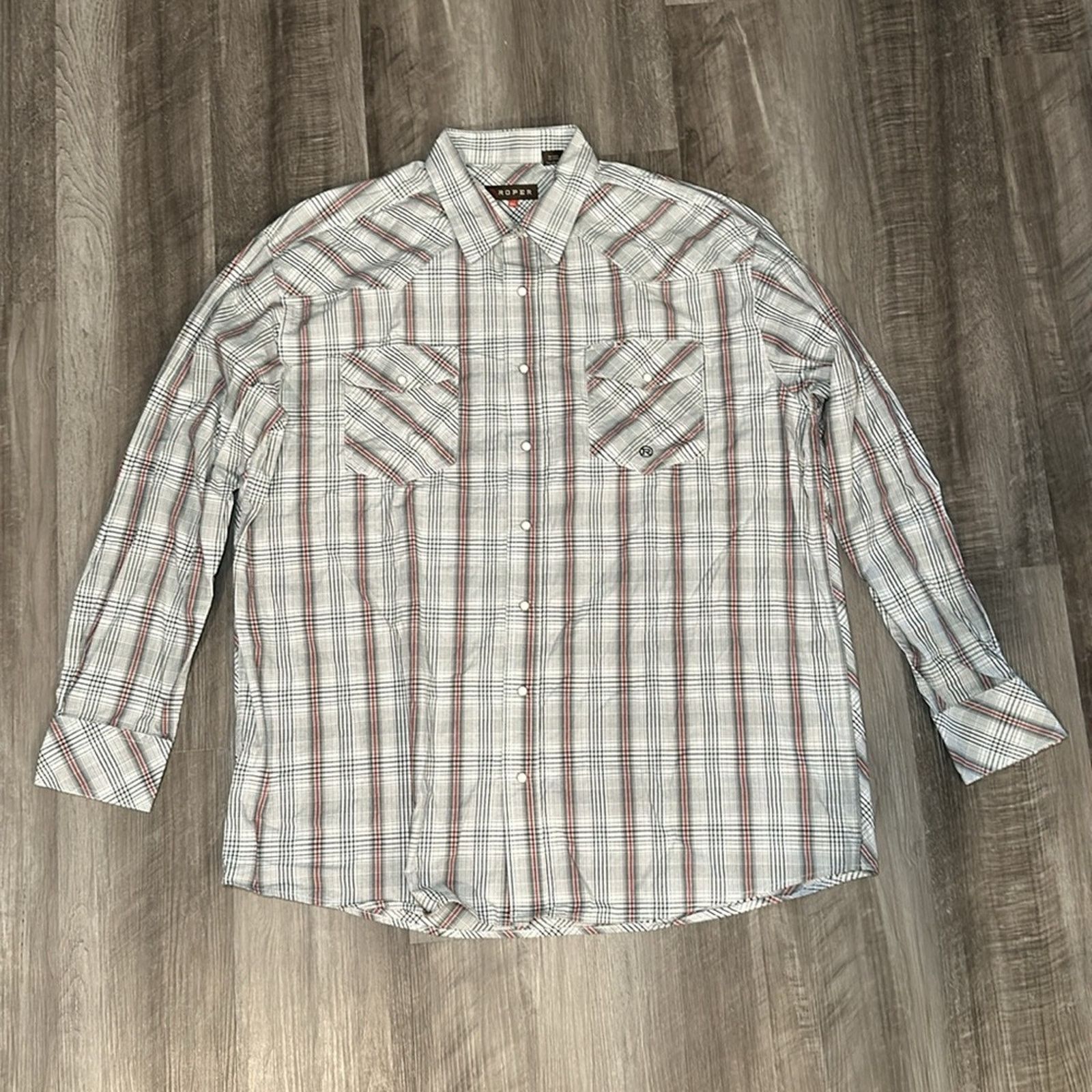 Roper Roper Western Plaid Long Sleeve Pearl Snap Button - 2XL Size US XXL / EU 58 / 5 - 2 Thumbnail