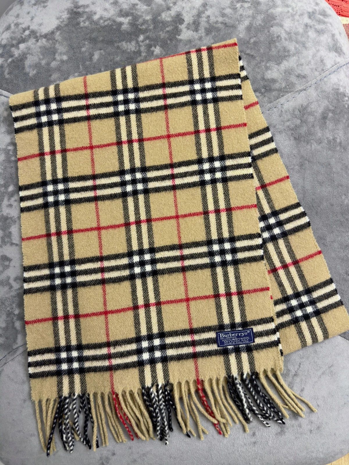 Burberry Burberrys Lambswool Check Scarf Scotland Vintage 190x33 Size ONE SIZE - 8 Thumbnail