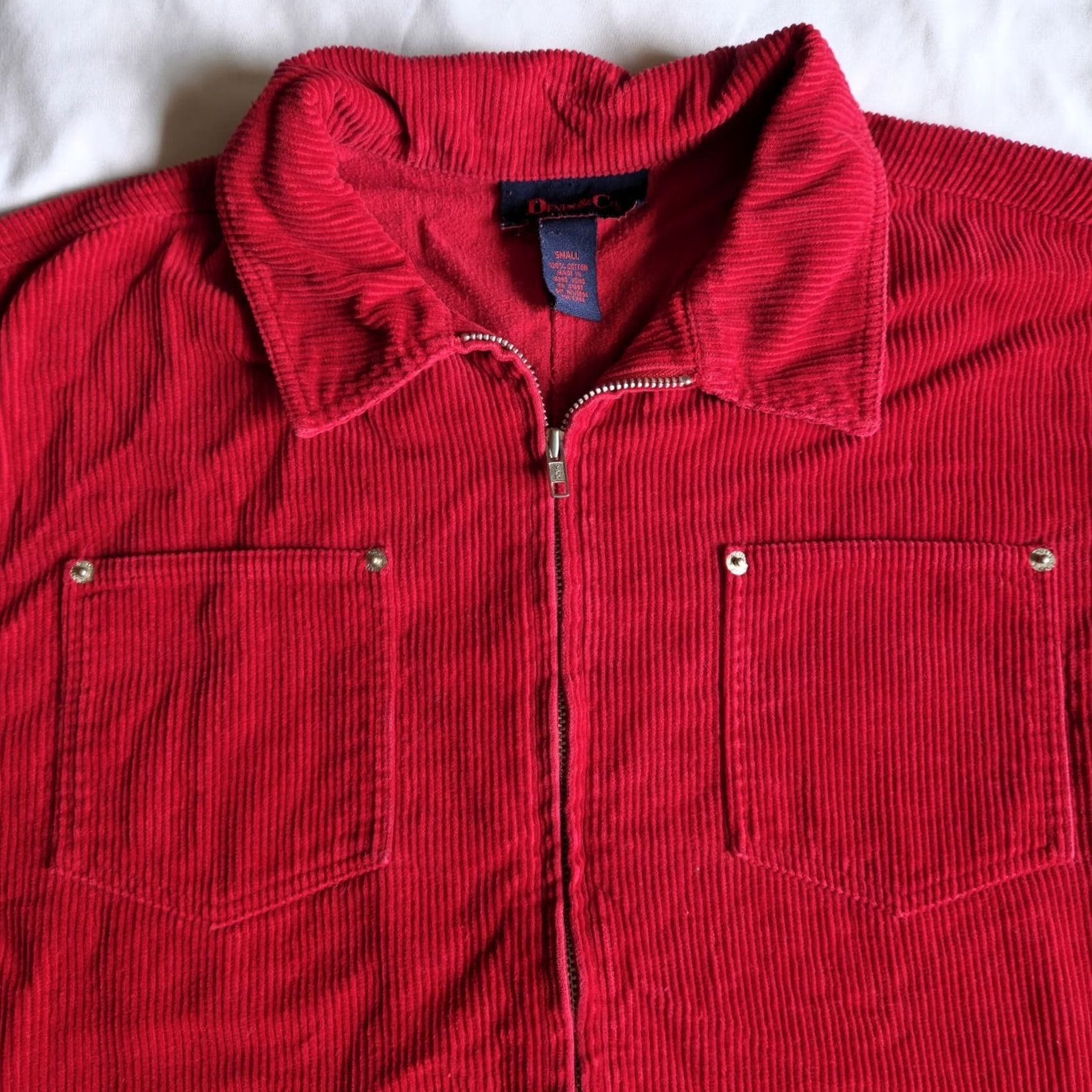 Denim & Co. VINTAGE Denim & Co Jacket Shacket Corduroy Red S Zip Bomber Jacket Shacket Men Reg 90s Classic Outdoor Size US S / EU 44-46 / 1 - 2 Thumbnail